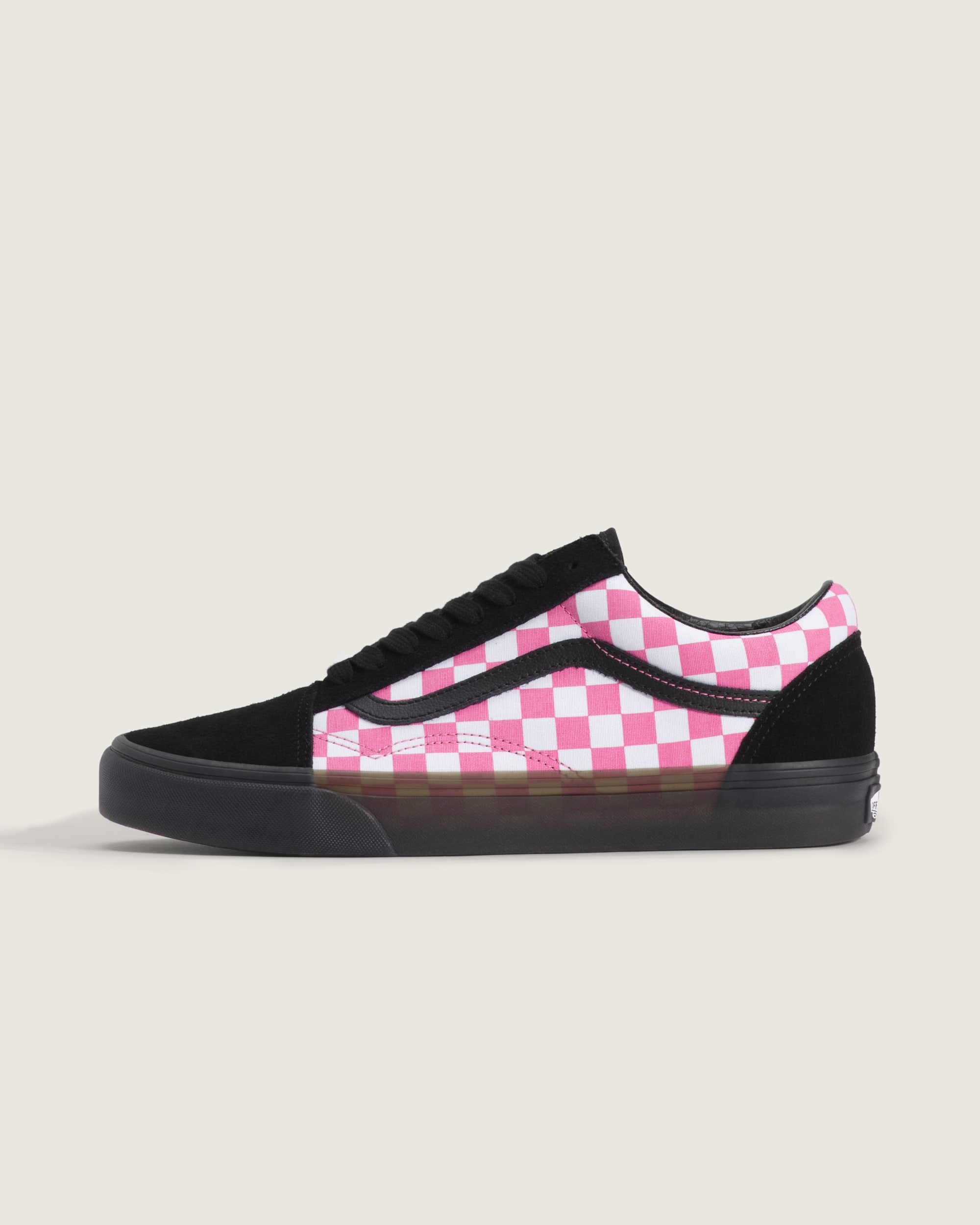 Old Skool Checkerboard Shoe VANS Checkerboard Black  Fizz Pink HERO