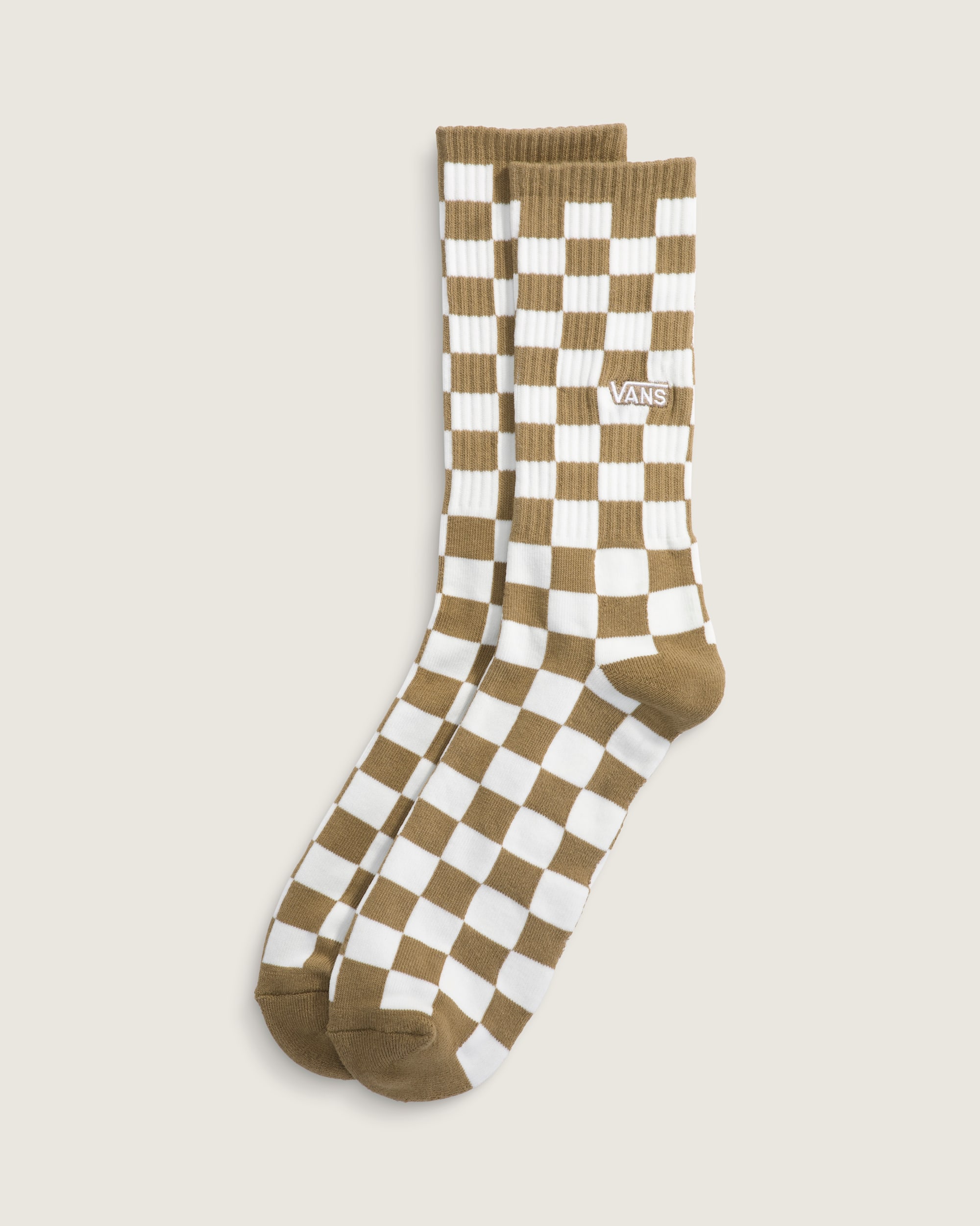 Checkerboard Crew Sock VANS Olive Brown HERO