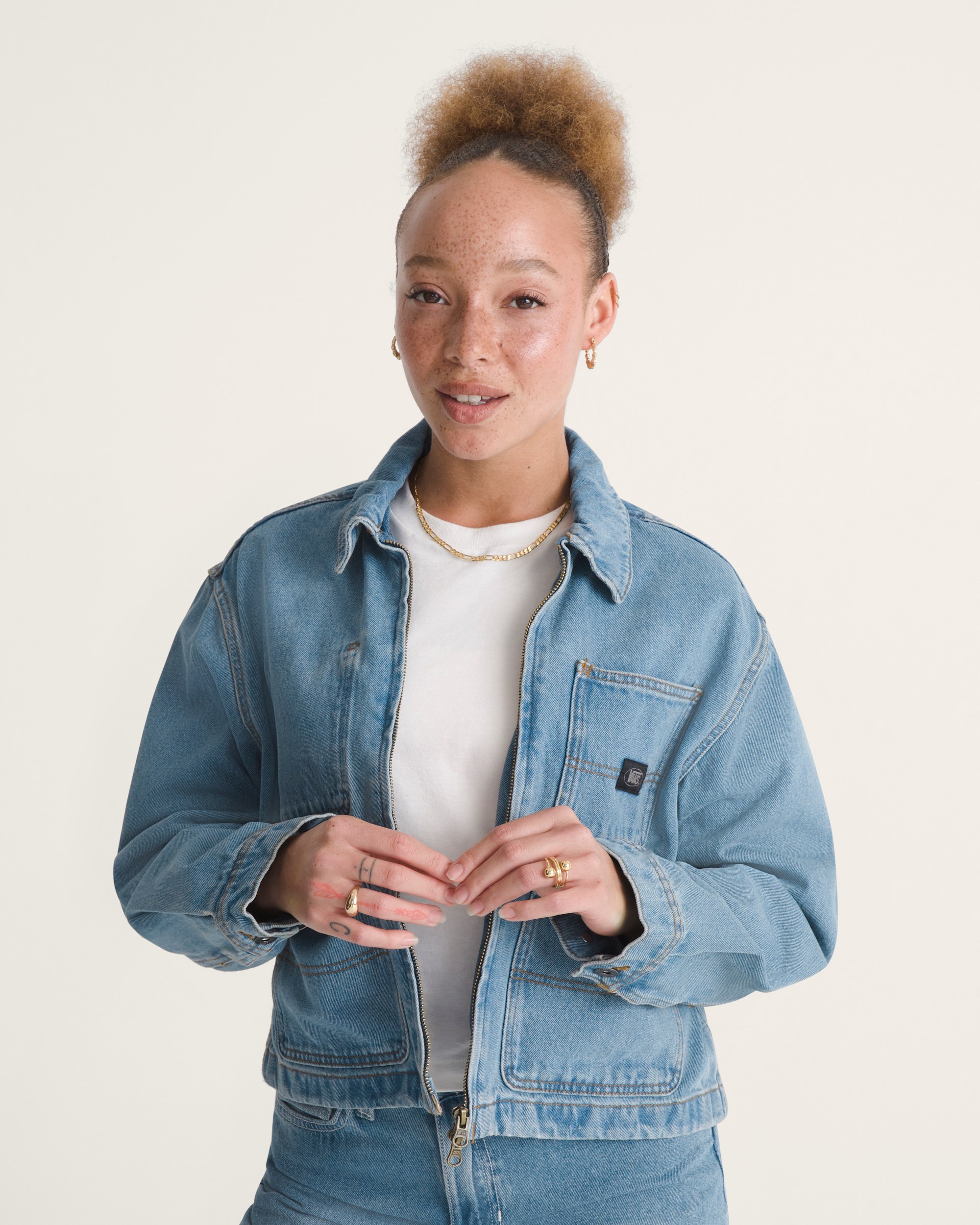 Emily Boxy Work Wear Jacket VANS Stonewash Blue ALT2