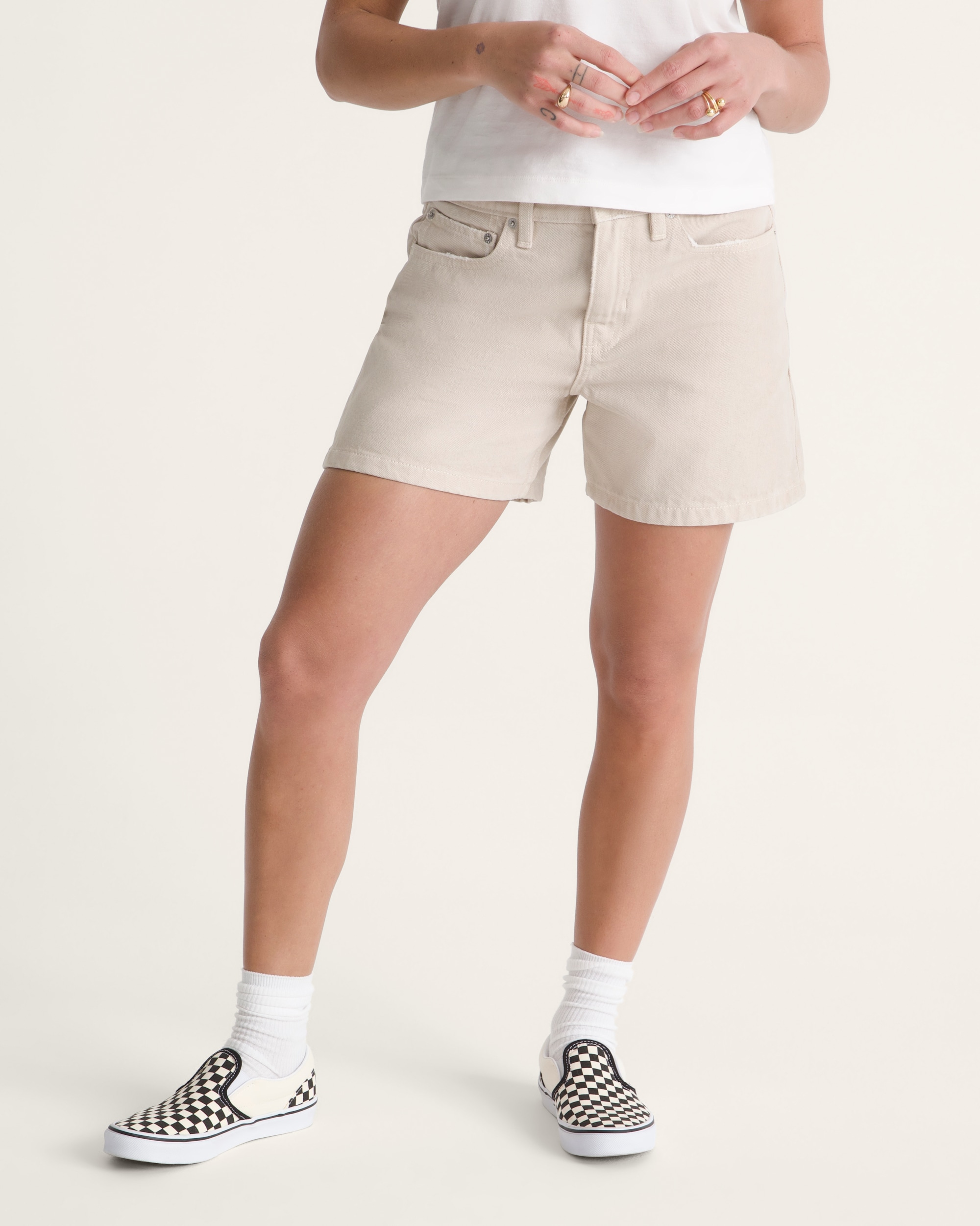 Check5 Mid Rise Shorts VANS Oatmeal Beige ALT2