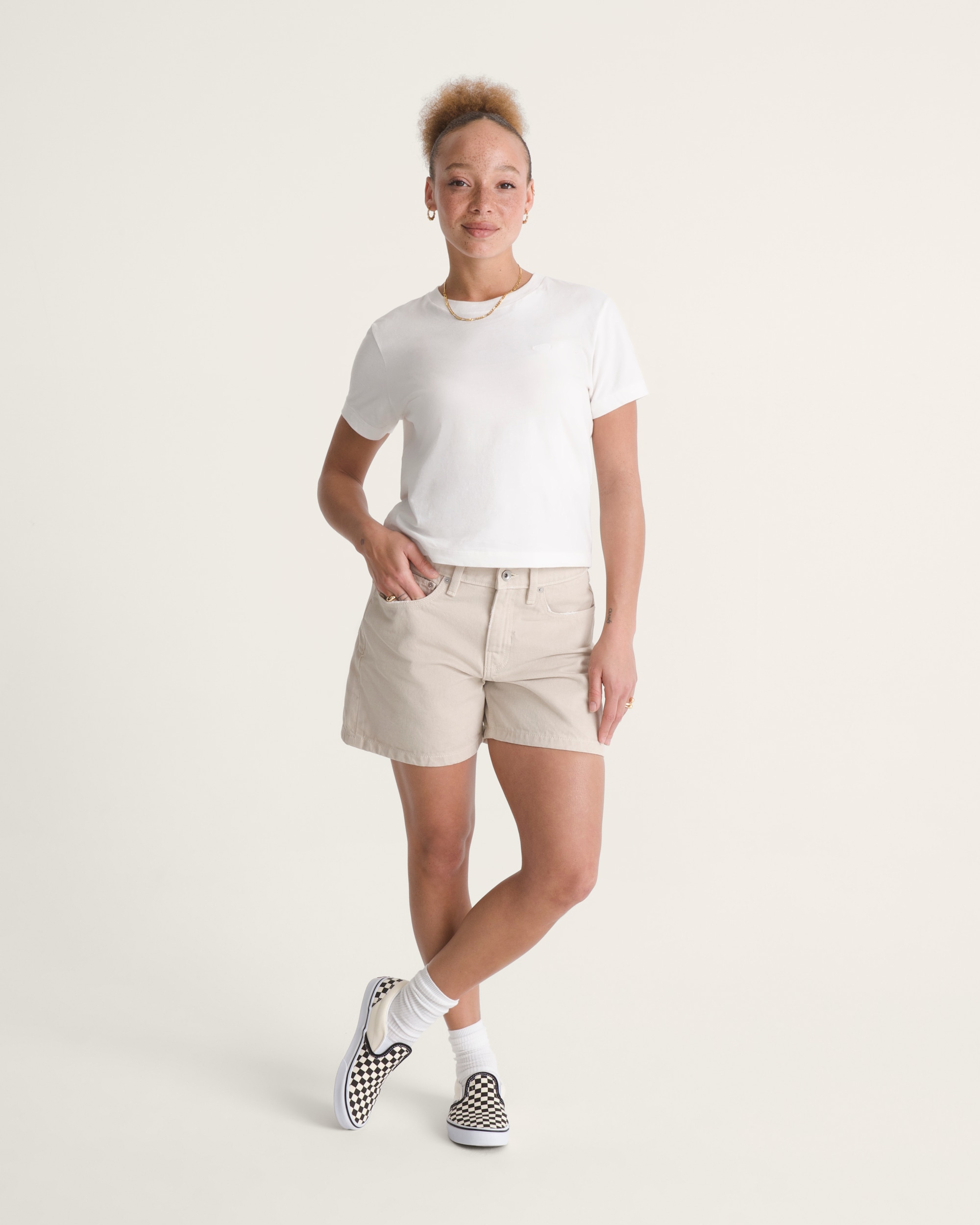 Check5 Mid Rise Shorts VANS Oatmeal Beige ALT3