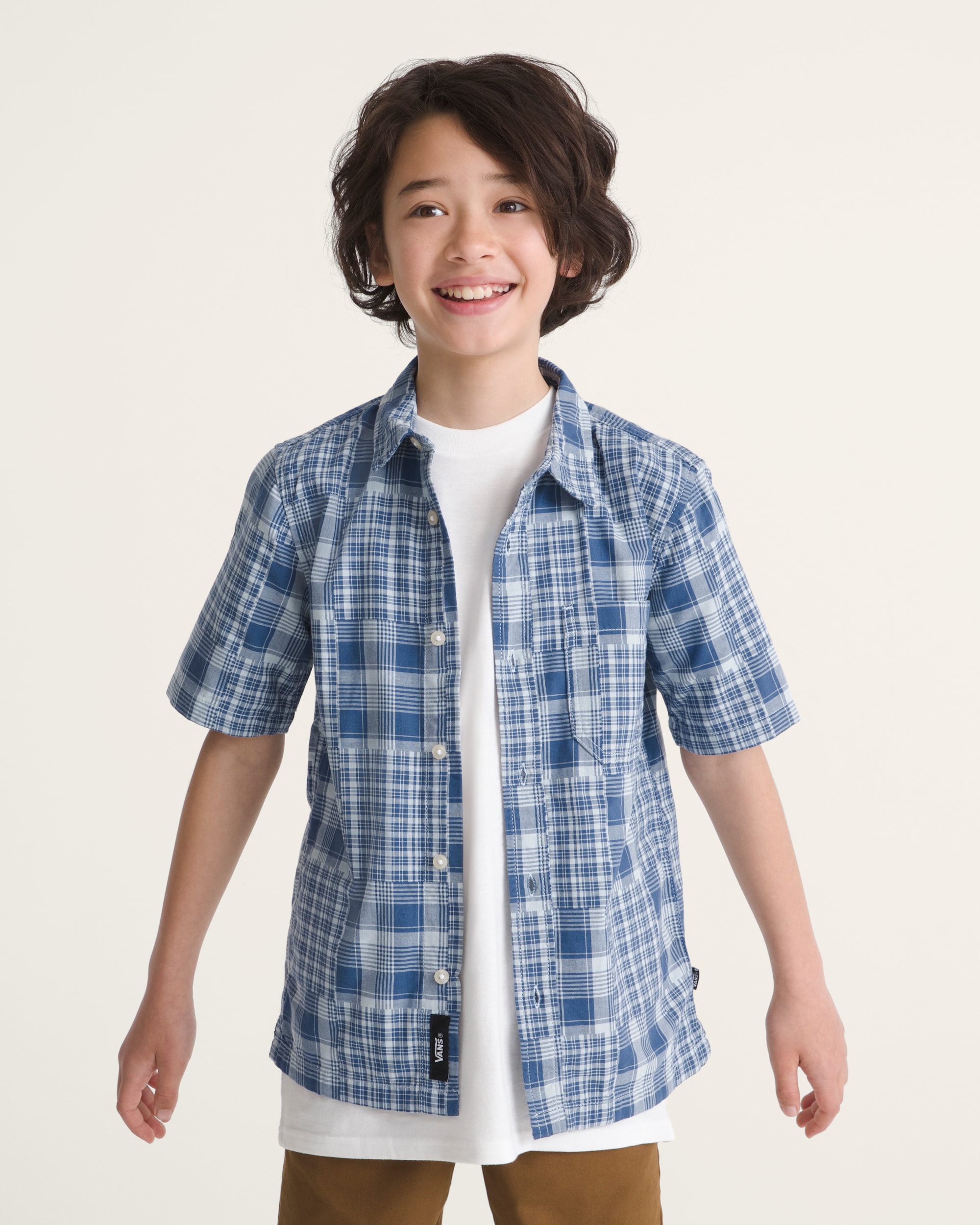 Kids Larkspur Plaid Shirt VANS True Navy Blue ALT2