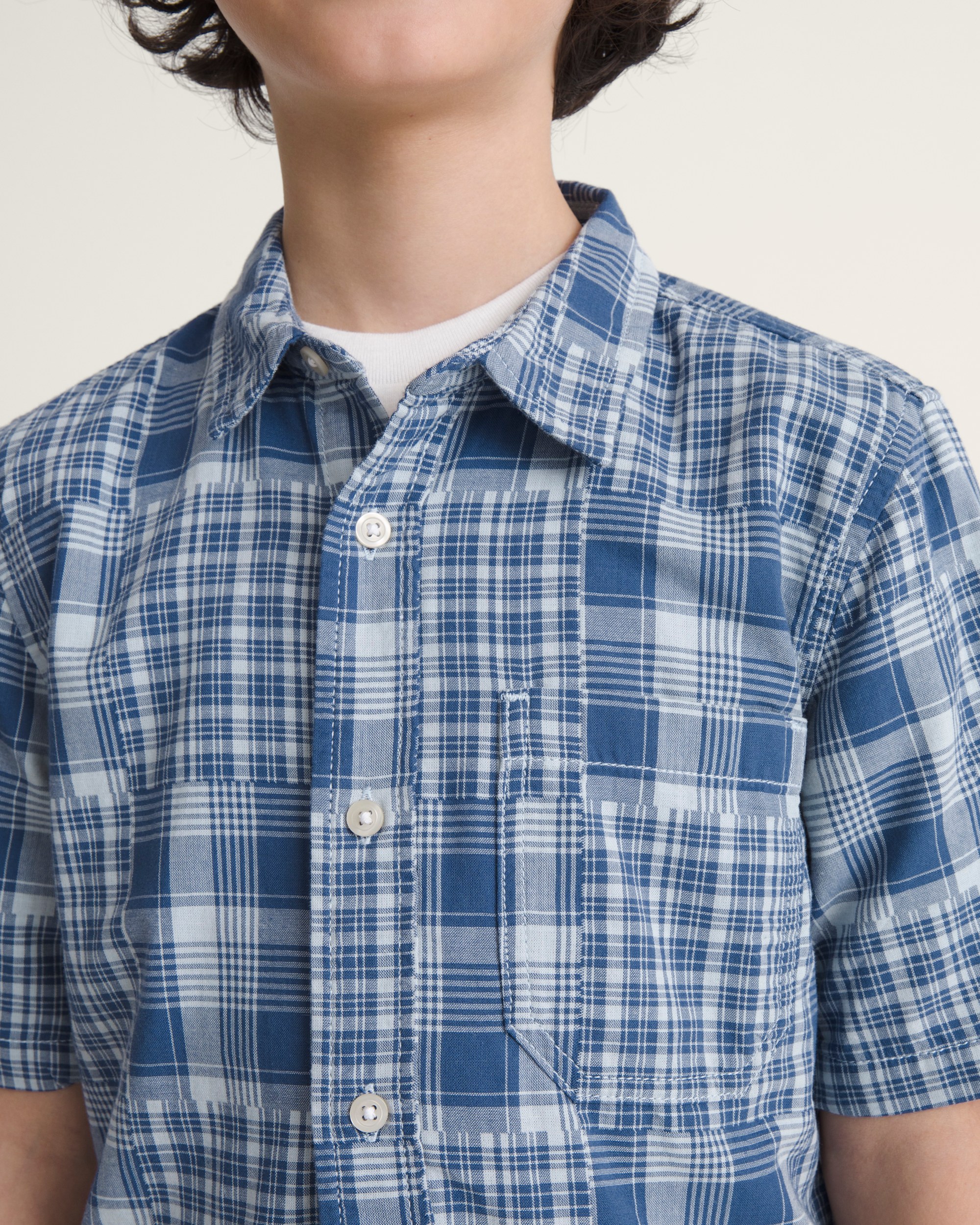 Kids Larkspur Plaid Shirt VANS True Navy Blue ALT4