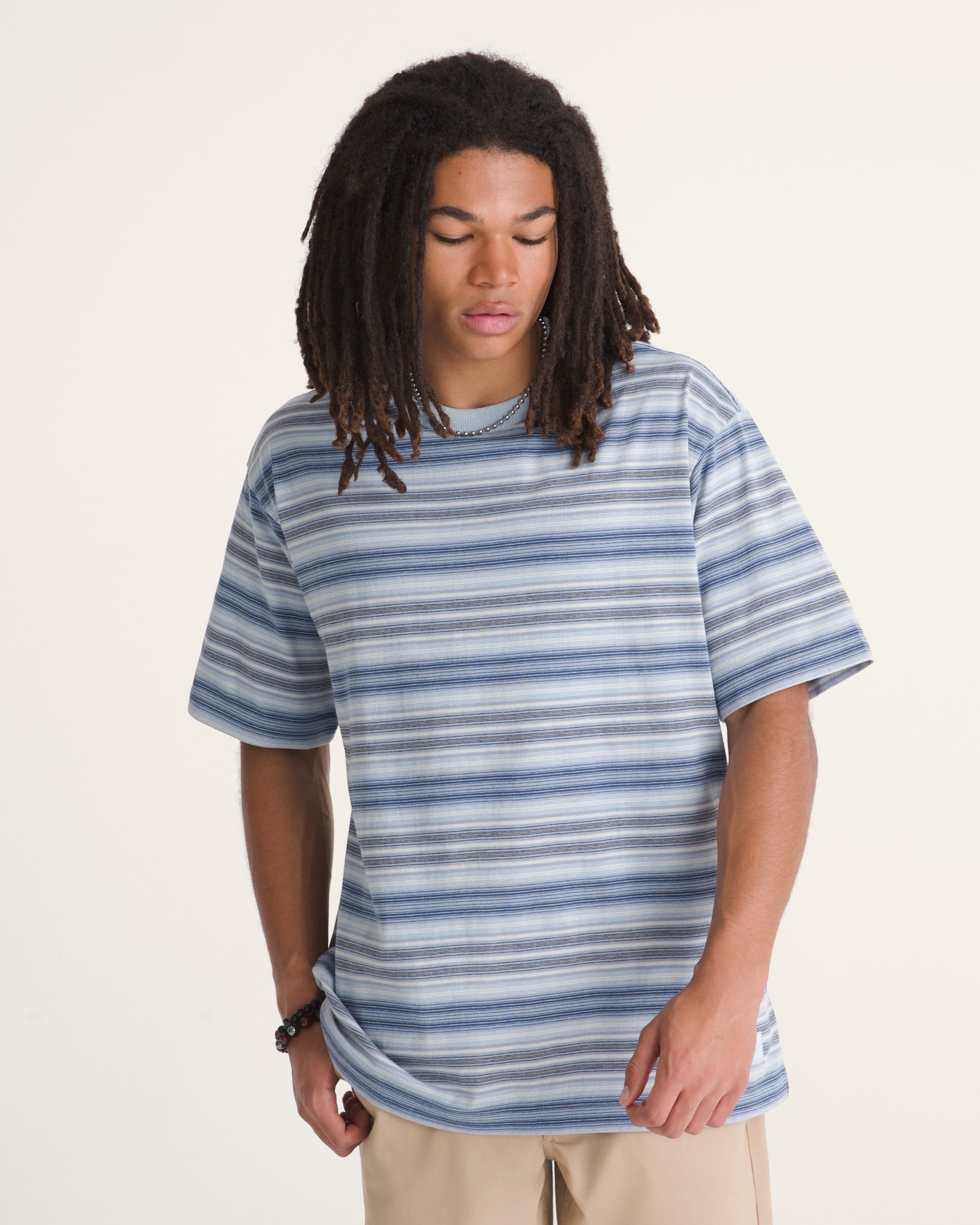 Ringer Striped Knit Shirt VANS Soft Slate Blue ALT2