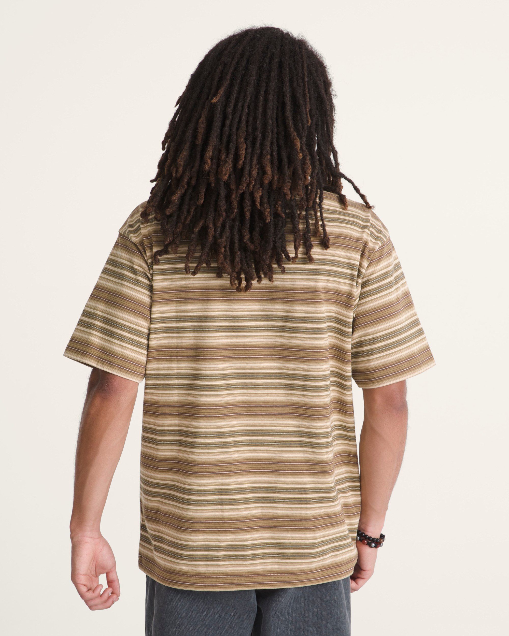 Ringer Striped Knit Shirt VANS Olive Brown ALT3