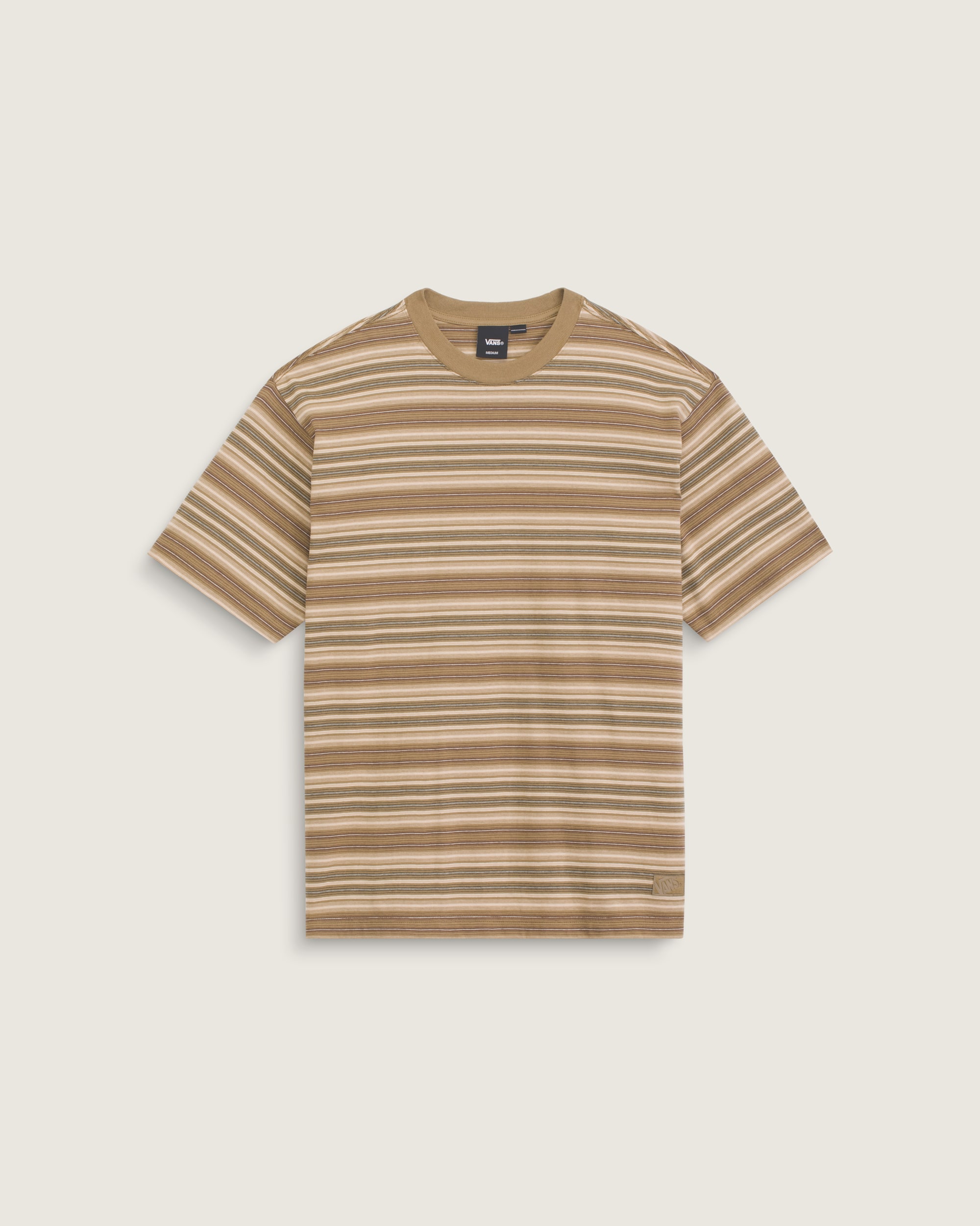 Ringer Striped Knit Shirt VANS Olive Brown HERO