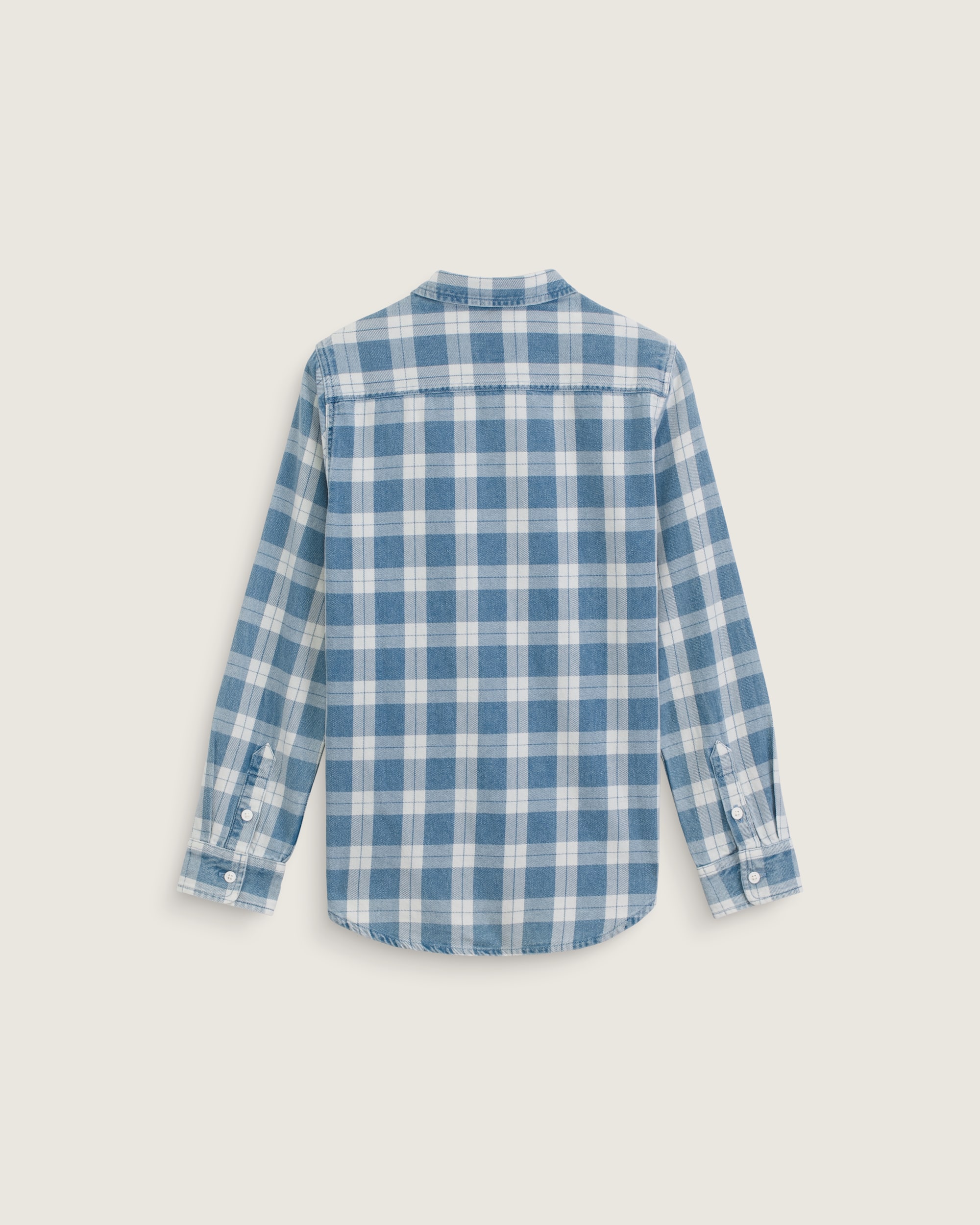 Kids Lawson Solid Oxford Long Sleeve Shirt VANS Bleach Indigo ALT1