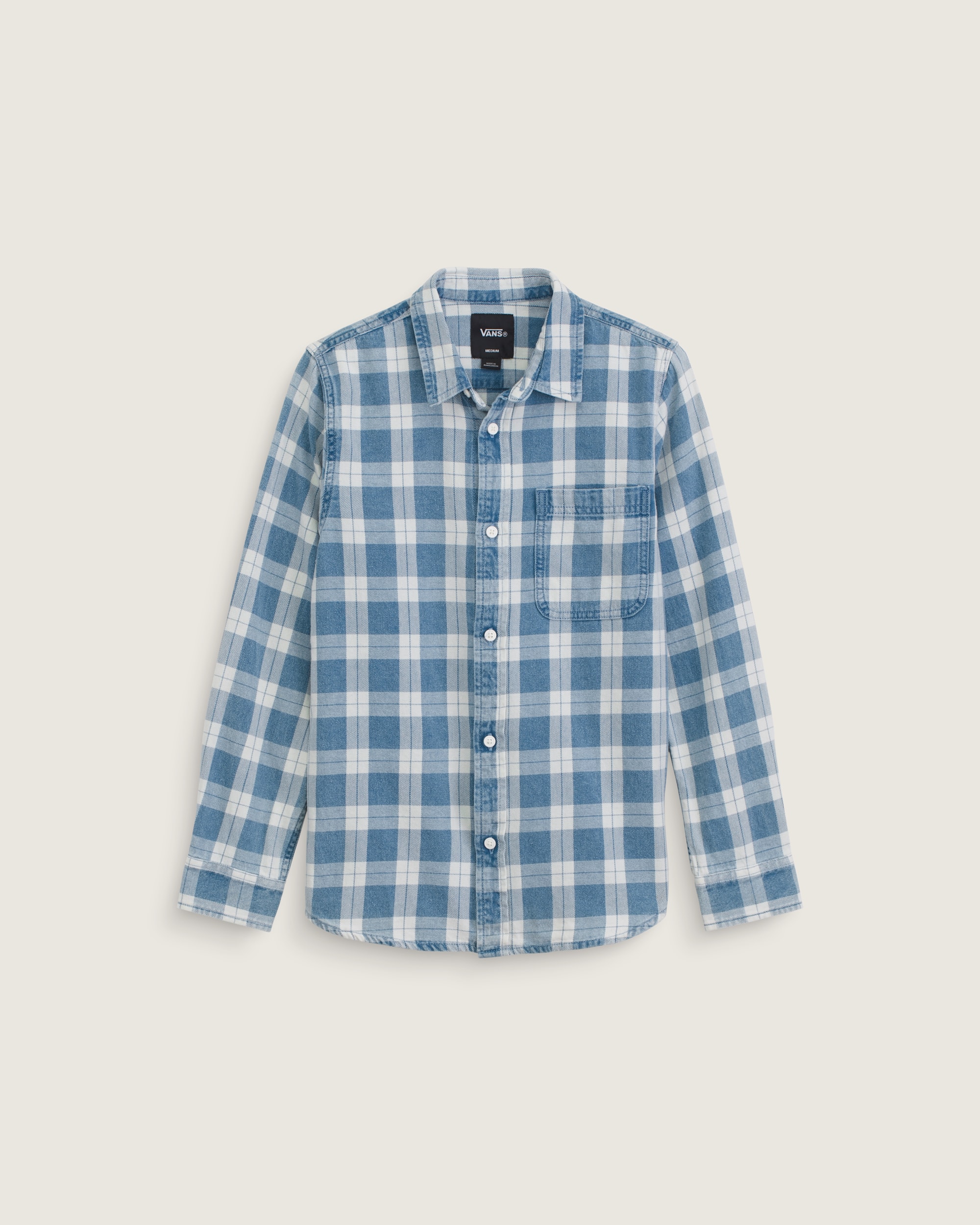 Kids Lawson Solid Oxford Long Sleeve Shirt VANS Bleach Indigo HERO