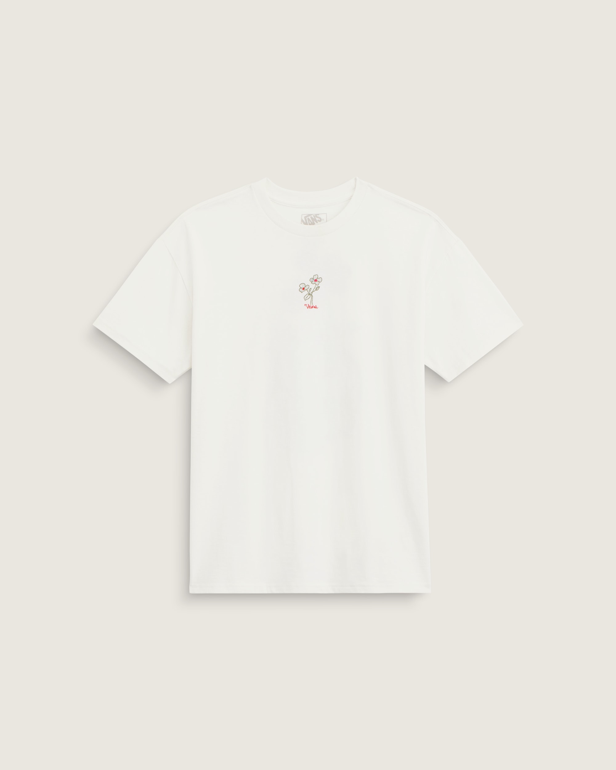 Hand Drawn Floral TShirt VANS Marshmallow White ALT1