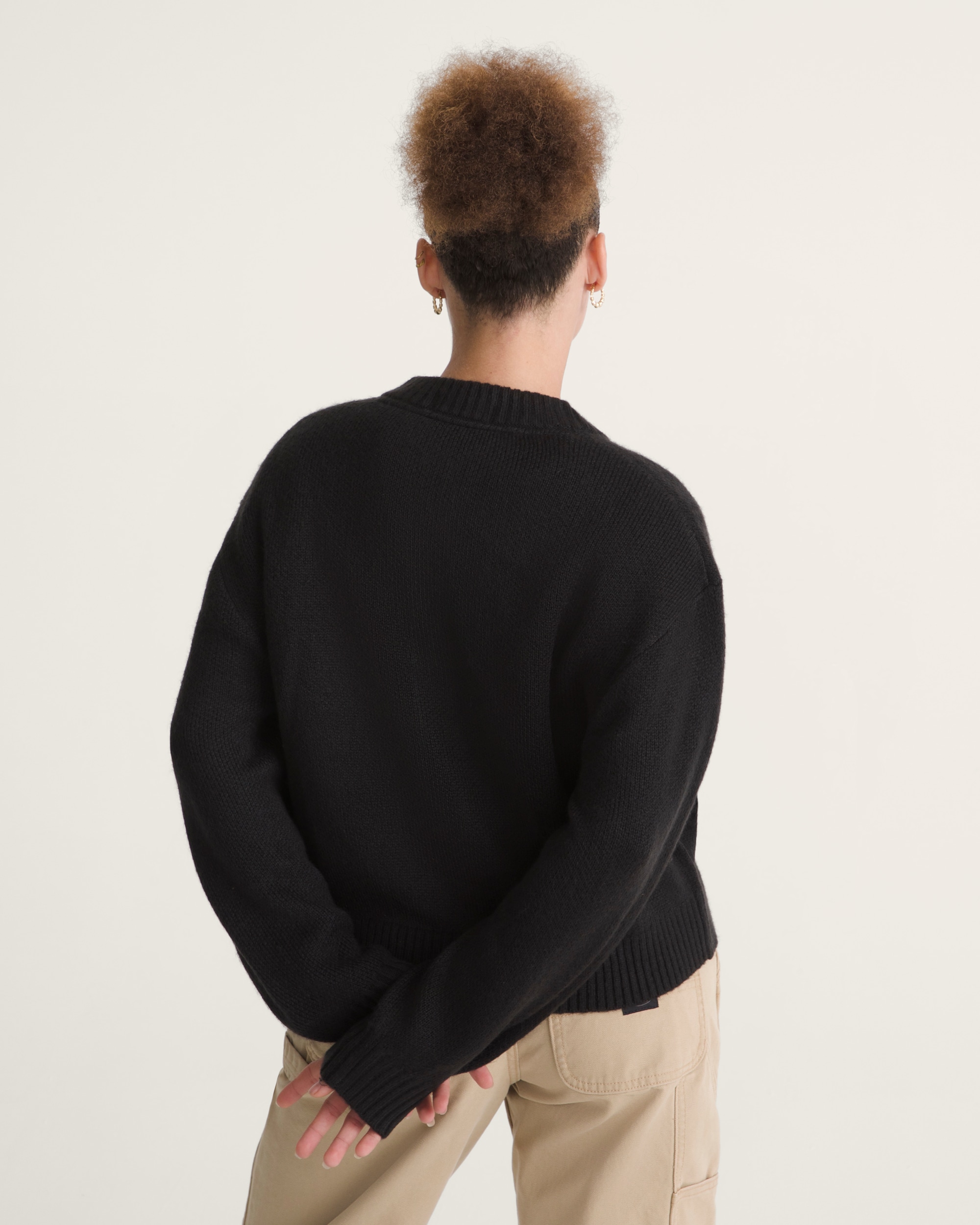 Teddy Round Neck Cardigan VANS Black ALT3