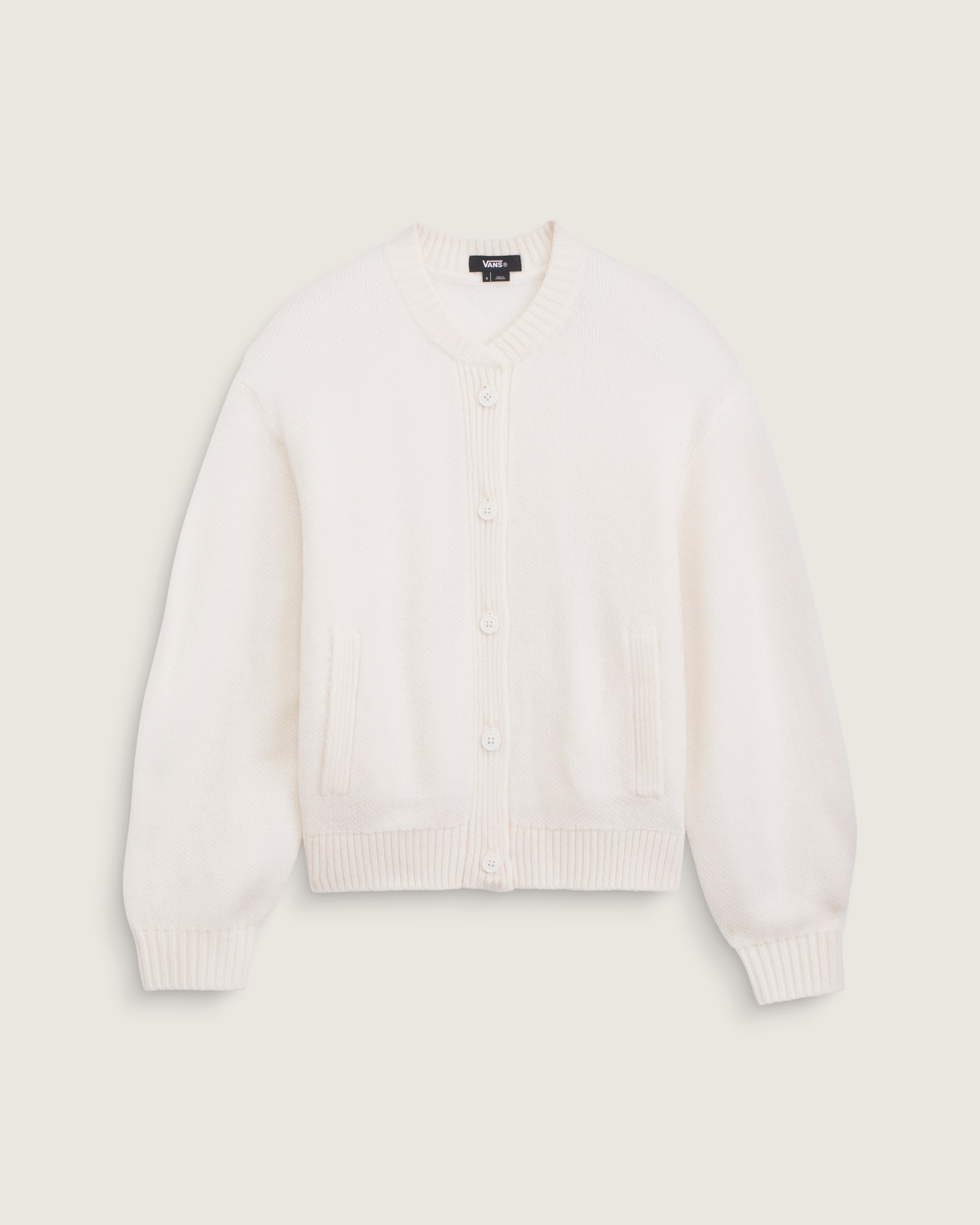 Teddy Round Neck Cardigan VANS Egret White HERO