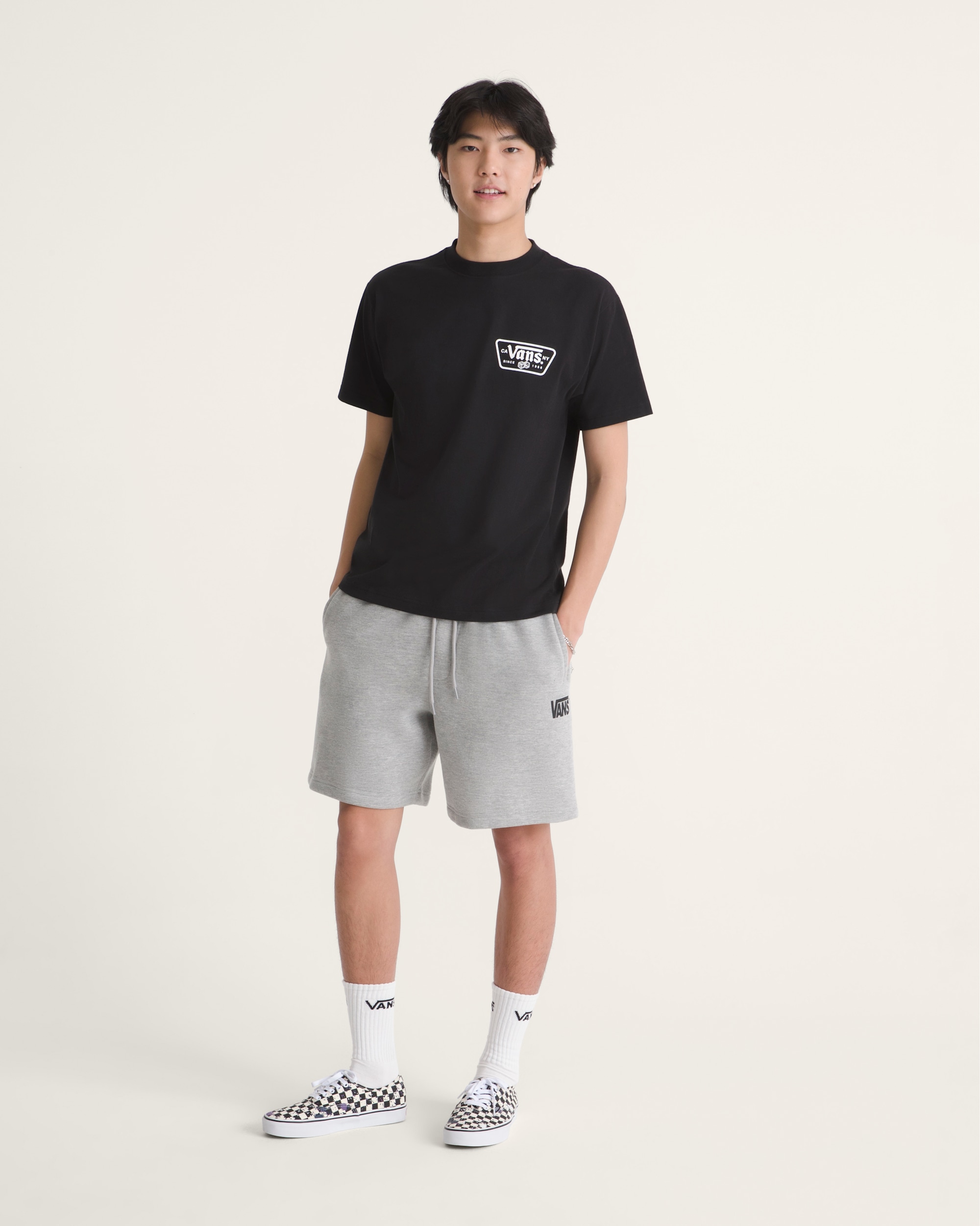 Stretch Logo Fleece Pants VANS Cement Heather Grey ALT3