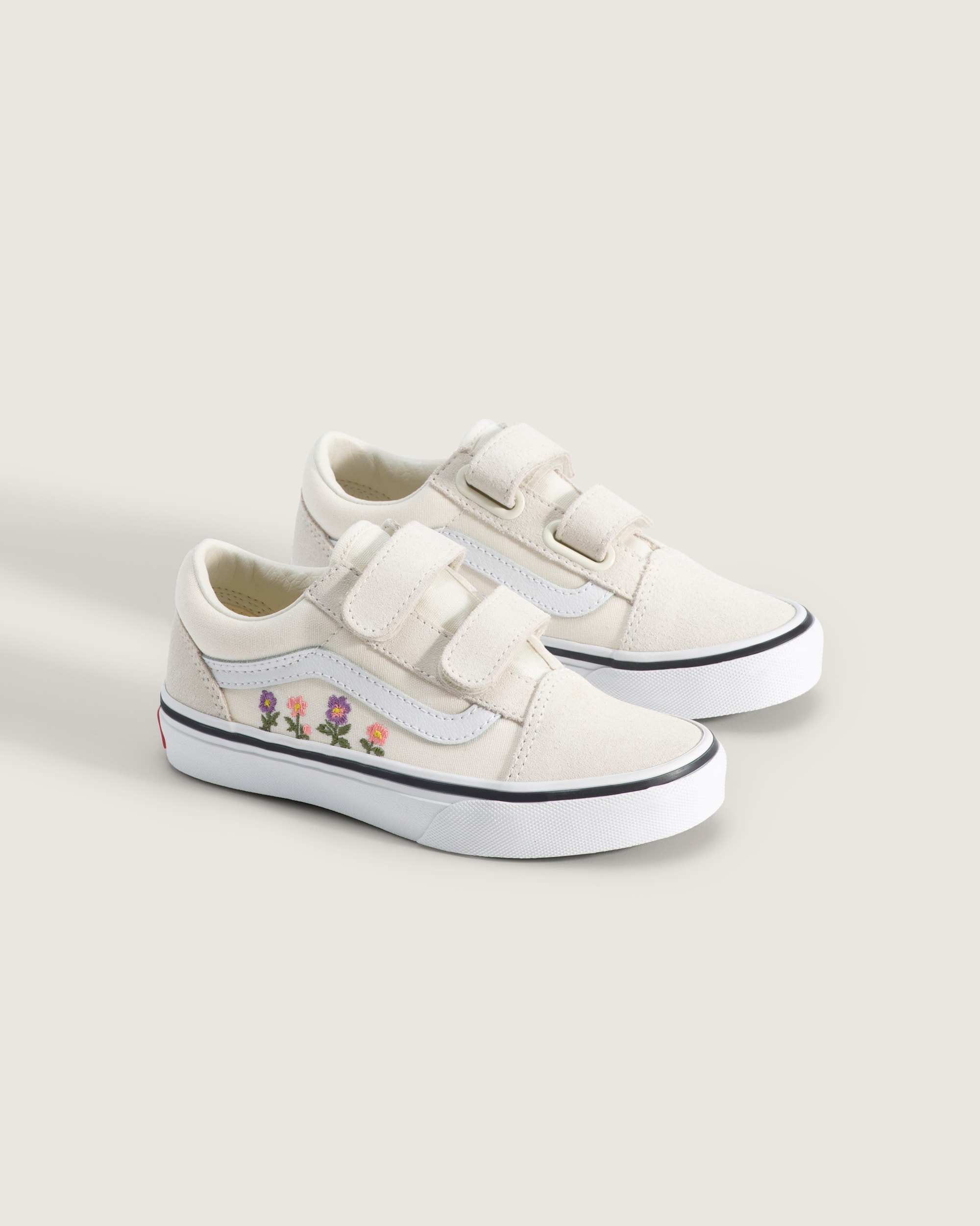 Little Kids Old Skool V Shoe VANS Floral Embroidery Marshmallow ALT1