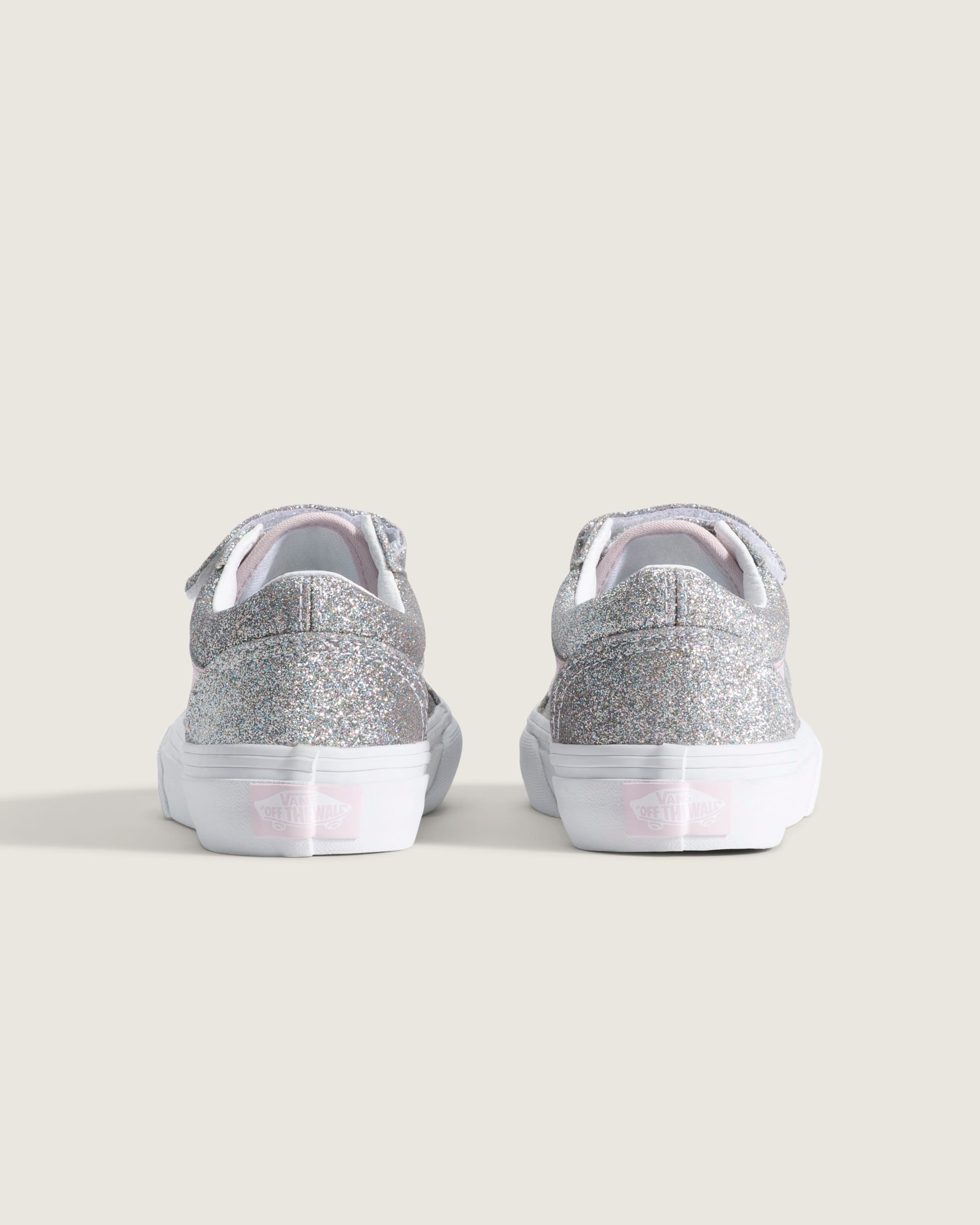 Little Kids Old Skool V Shoe VANS Glitter Silver  Pale Petal ALT3