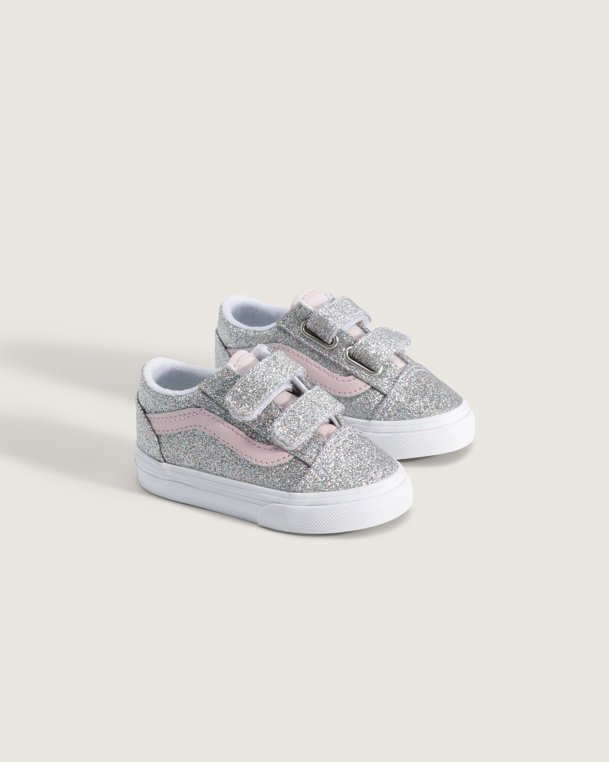 Toddler Old Skool V Shoe VANS Glitter Silver  Pale Petal ALT1