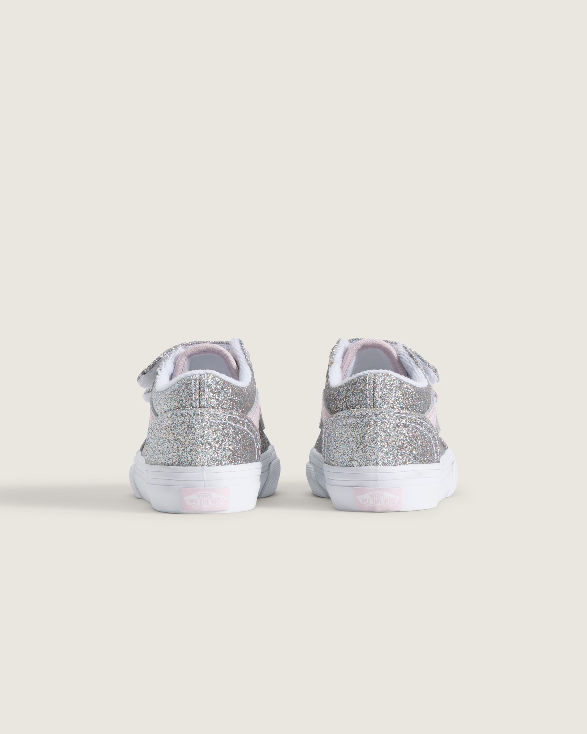 Toddler Old Skool V Shoe VANS Glitter Silver  Pale Petal ALT3