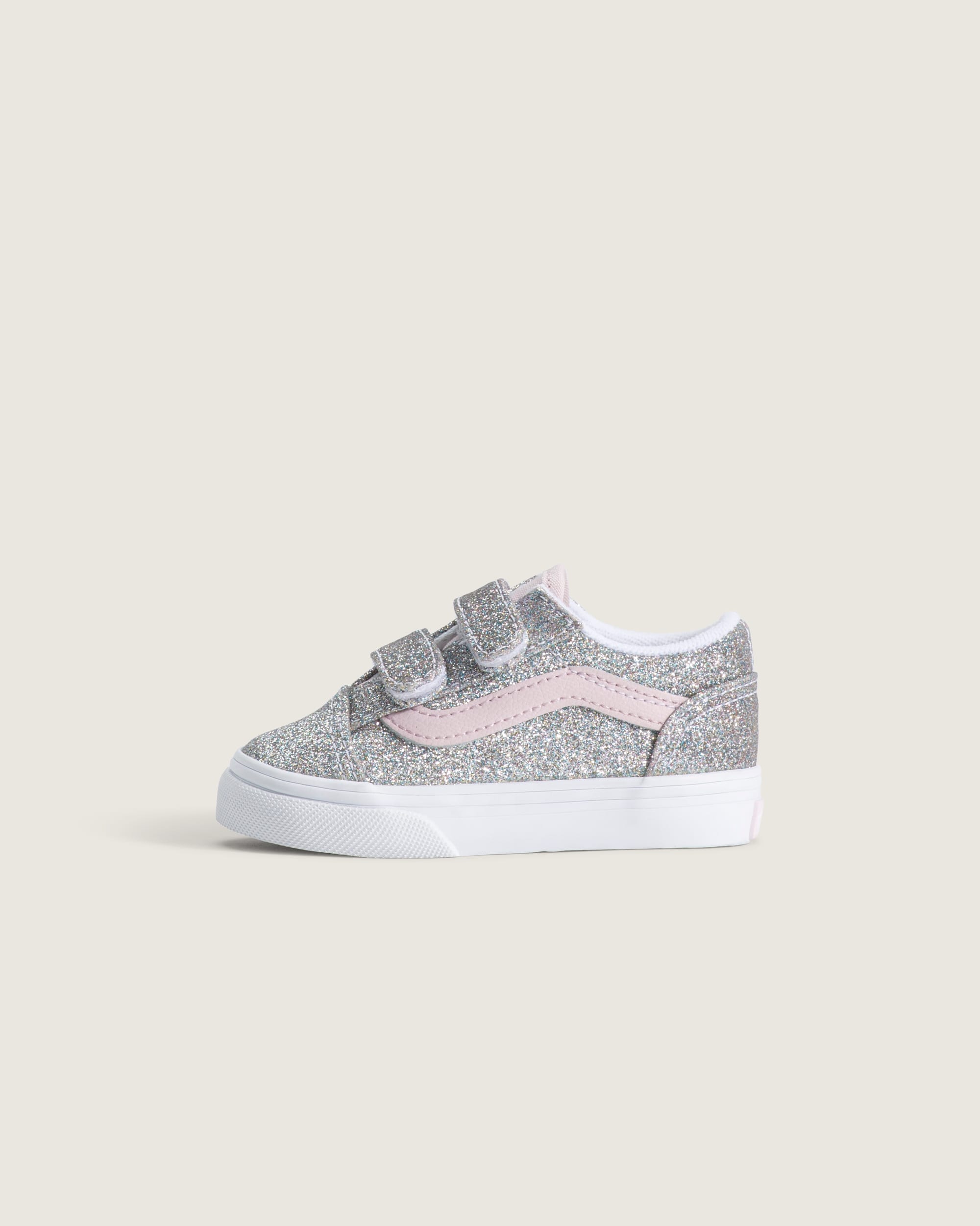 Toddler Old Skool V Shoe VANS Glitter Silver  Pale Petal HERO