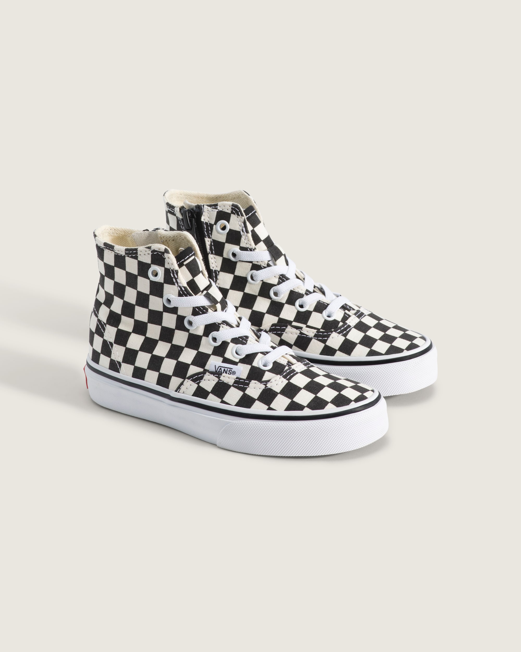 Little Kids Authentic Hi 20 Zip Shoe VANS Checkerboard Black  True White ALT1