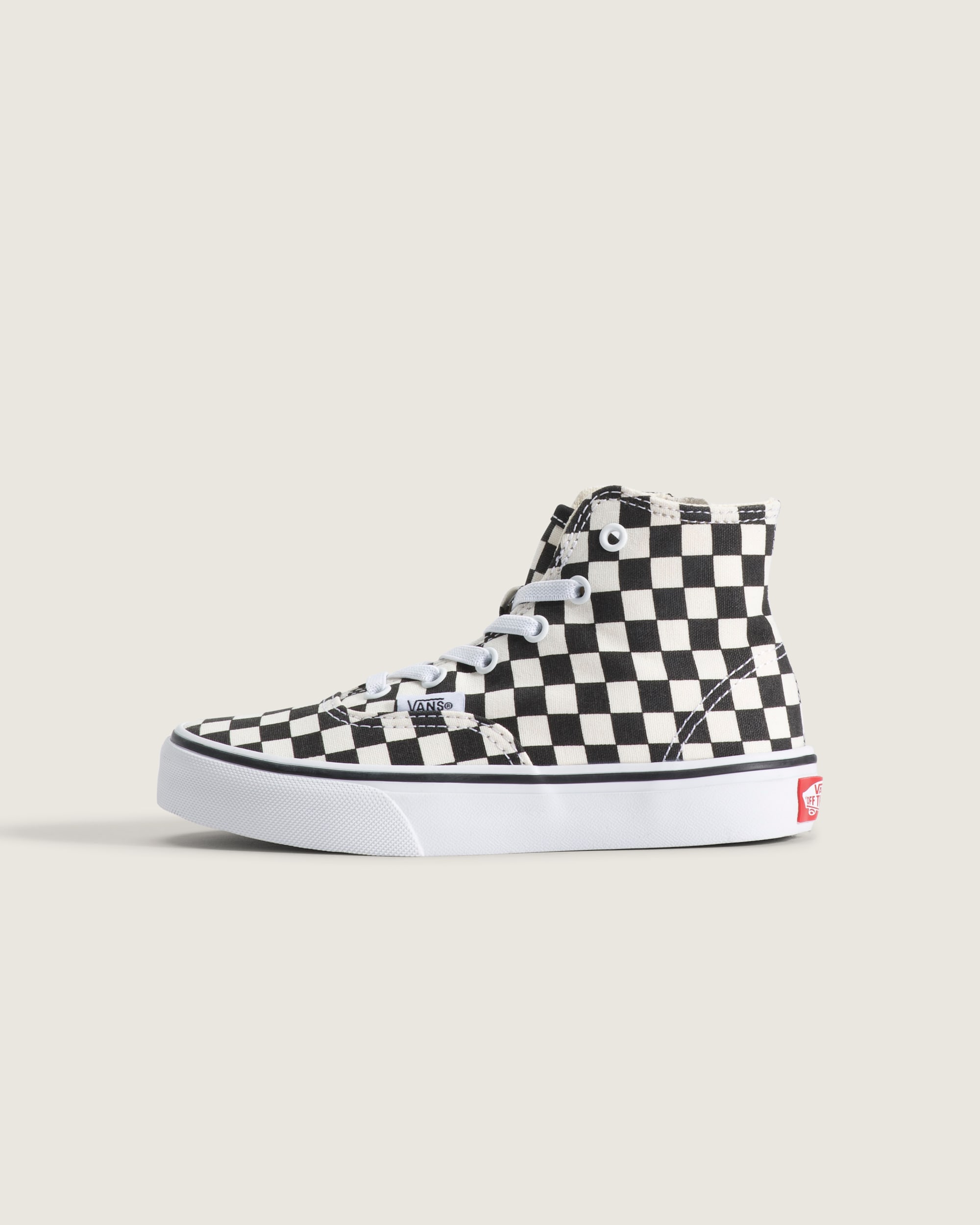 Little Kids Authentic Hi 20 Zip Shoe VANS Checkerboard Black  True White HERO