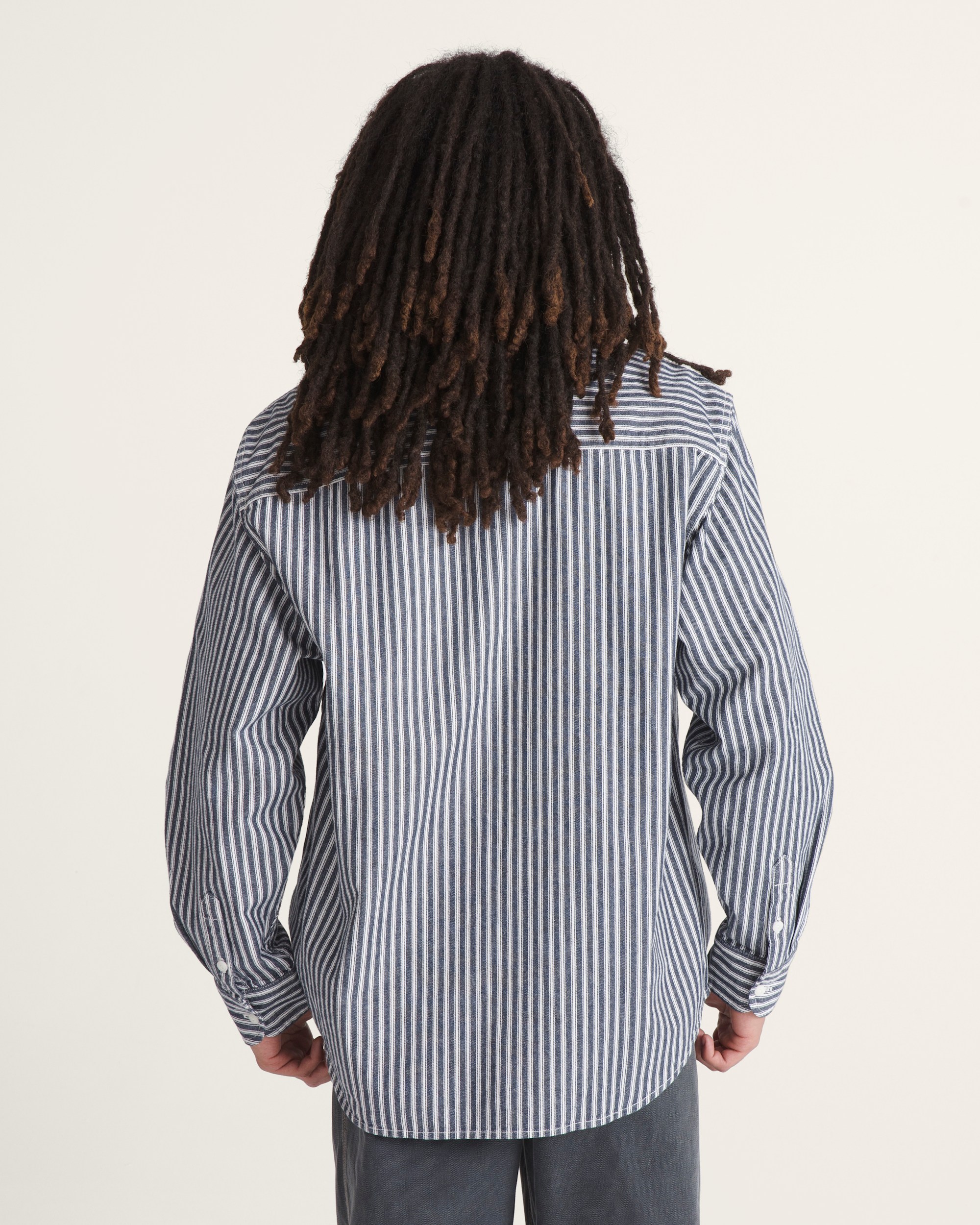 Lawson Stripe Long Sleeve Shirt VANS Parisian Night Blue ALT3