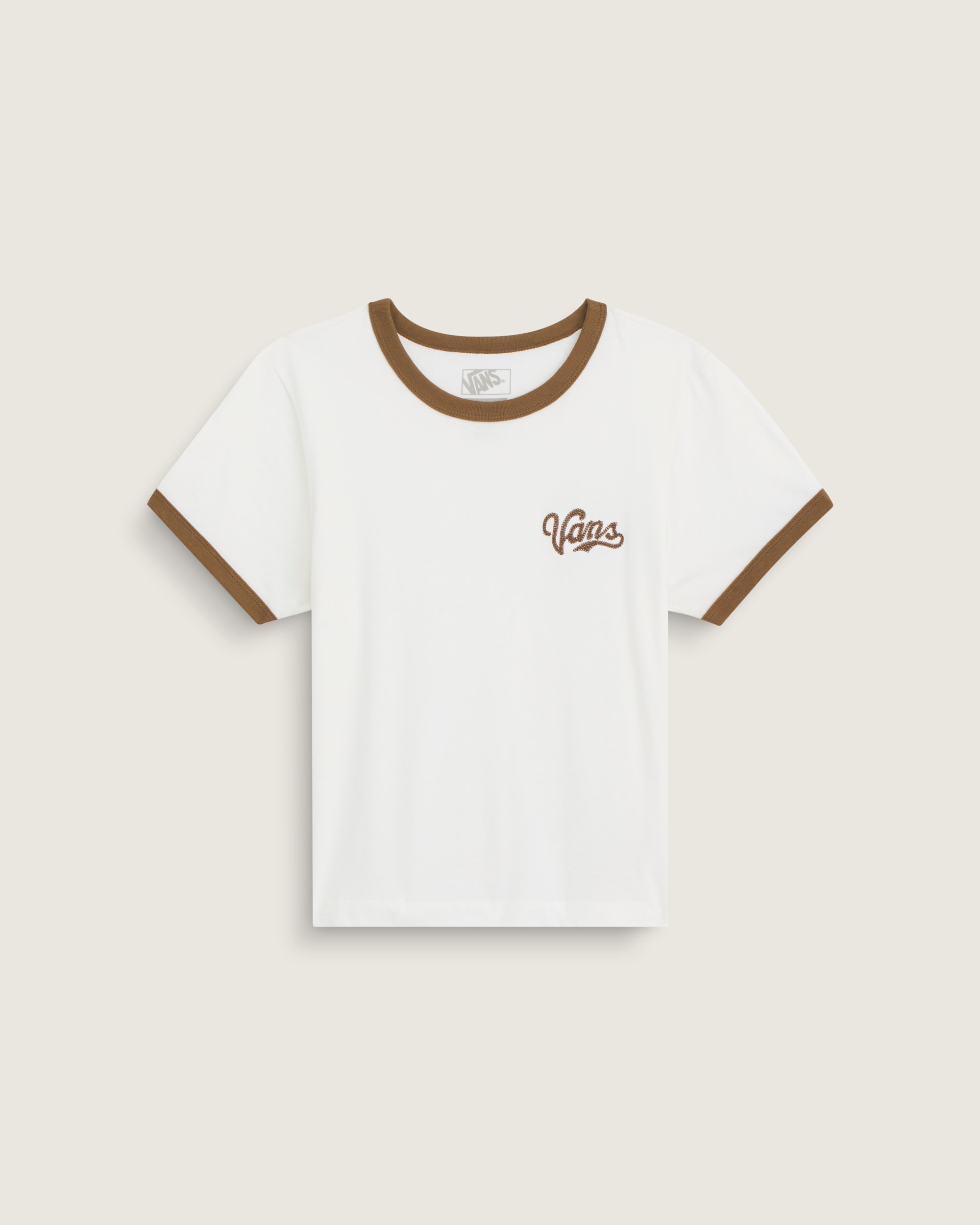 Lefty Script Ringer TShirt VANS Marshmallow White HERO