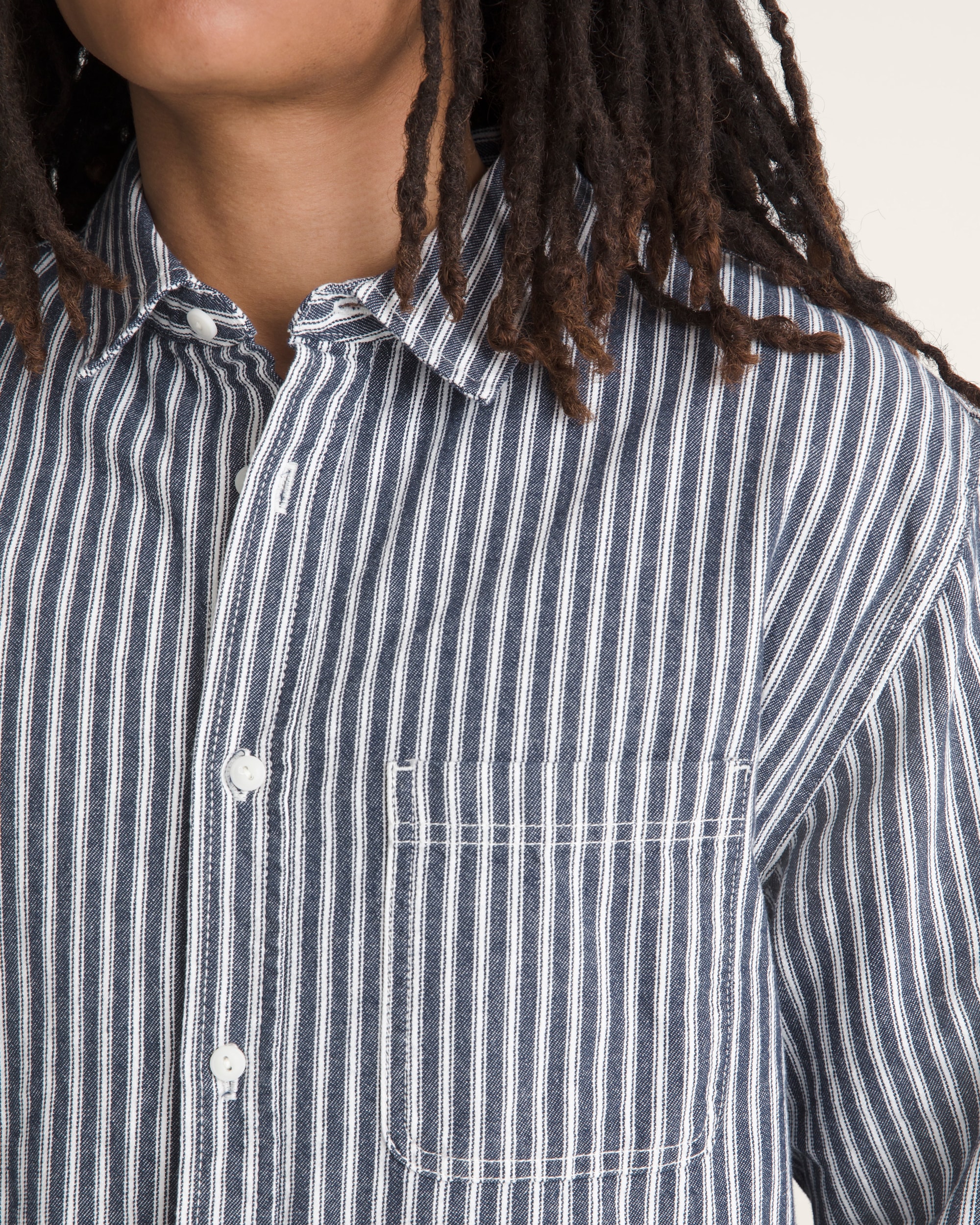 Lawson Stripe Long Sleeve Shirt VANS Parisian Night Blue ALT4