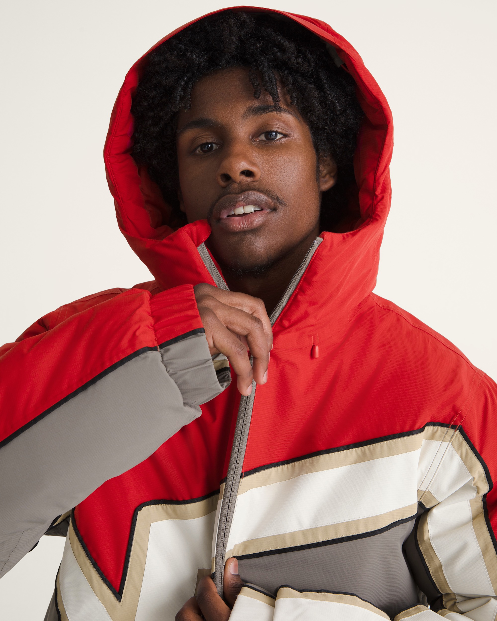 90s Big Block Hooded Puffer Jacket VANS Racing Red ALT5