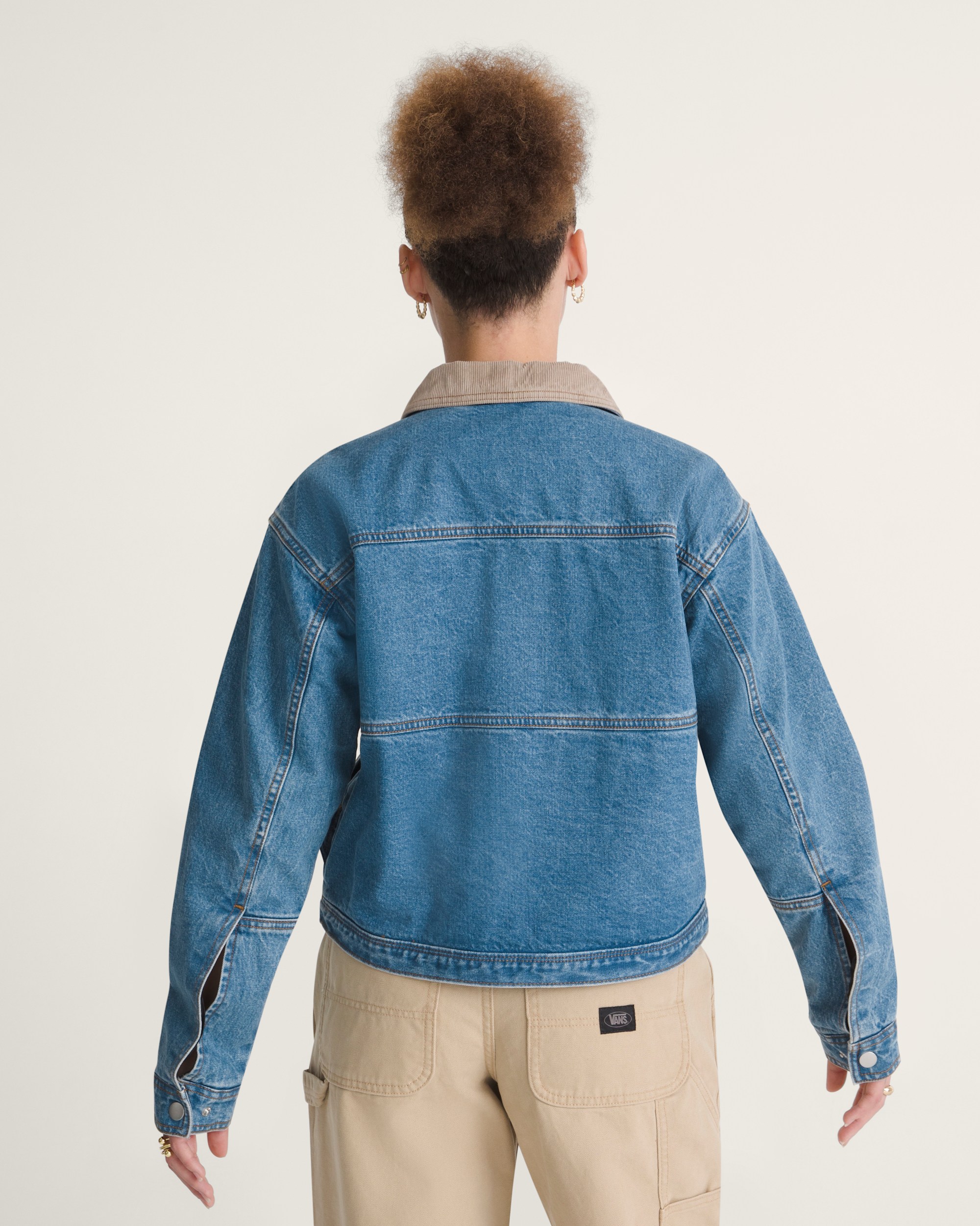 Nicola Cropped Chore Denim Jacket VANS Distressed Stone ALT3
