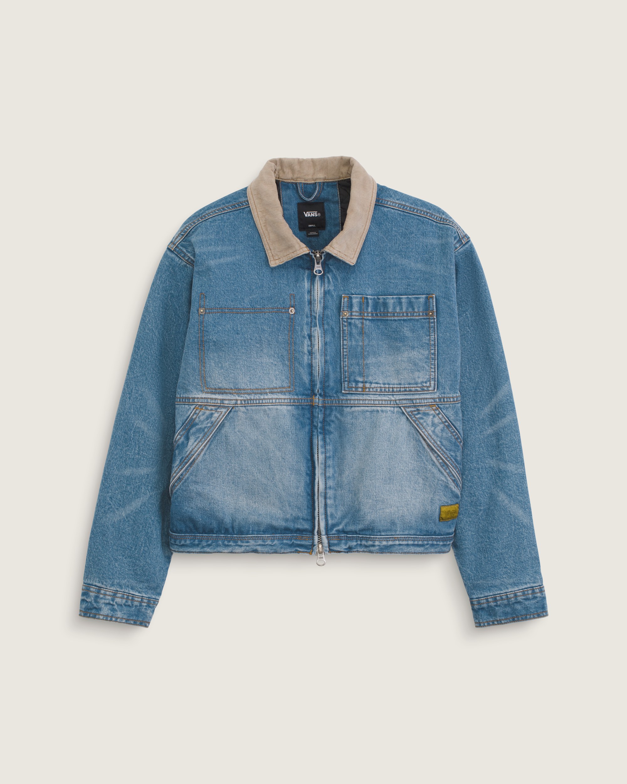 Nicola Cropped Chore Denim Jacket VANS Distressed Stone HERO