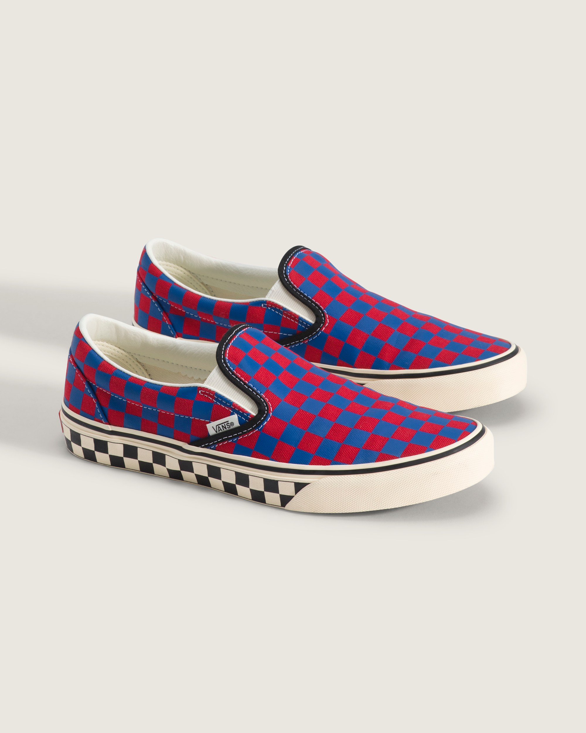 Classic SlipOn Checkerboard Shoe VANS Checkerboard Red  Blue ALT1