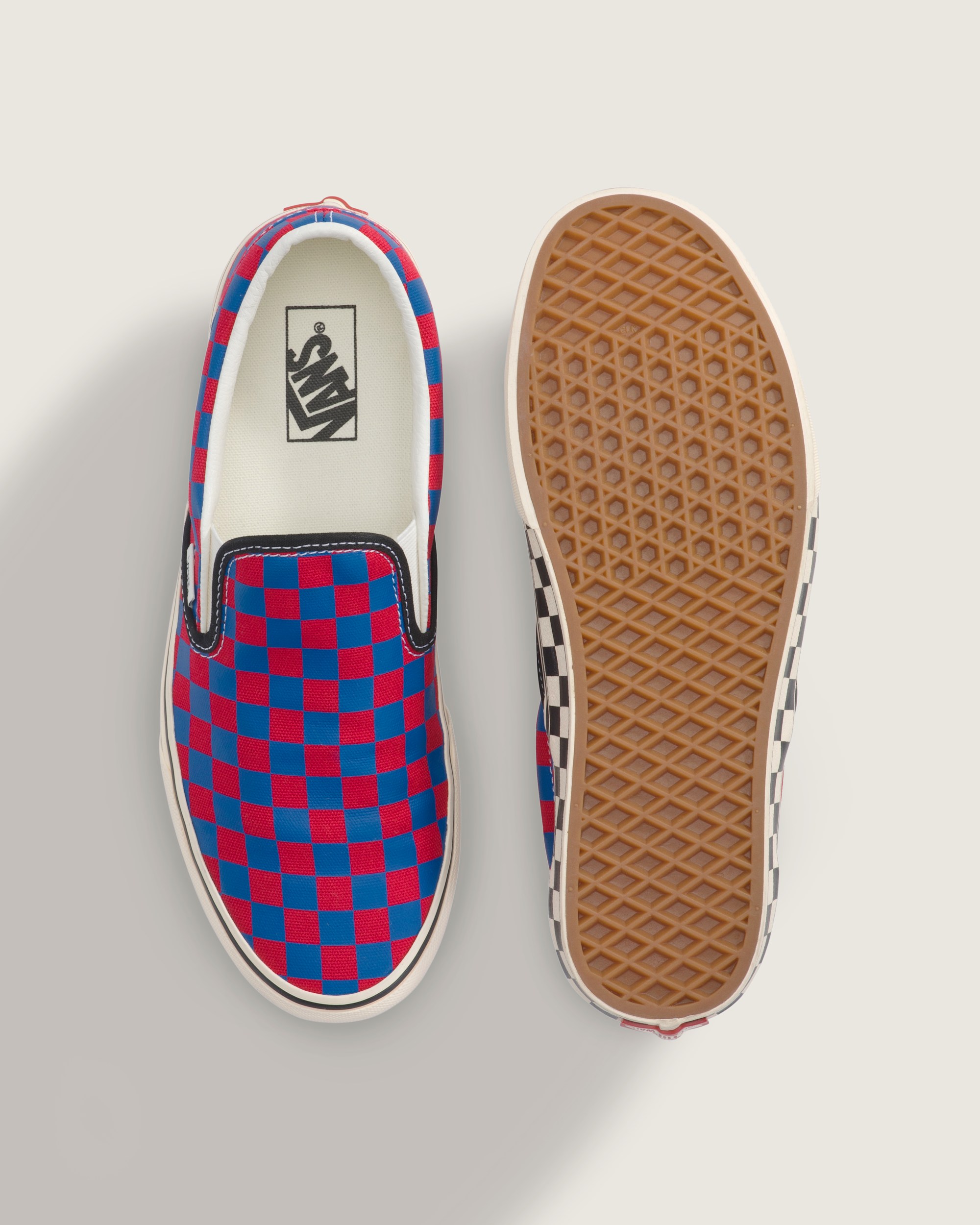 Classic SlipOn Checkerboard Shoe VANS Checkerboard Red  Blue ALT2