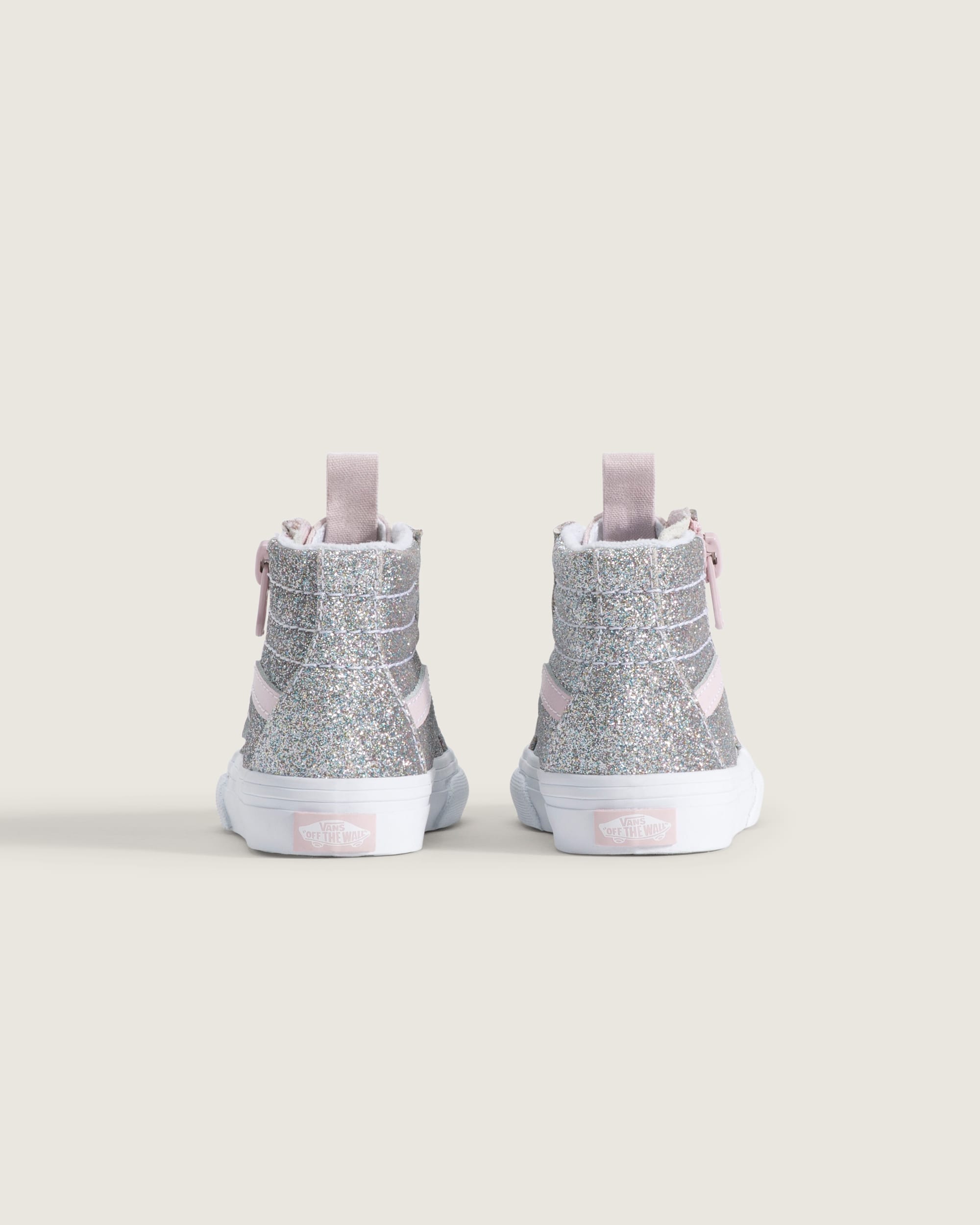 Toddler Sk8Hi Side Zip Shoe VANS Glitter Silver Grey  Pale Petal ALT3
