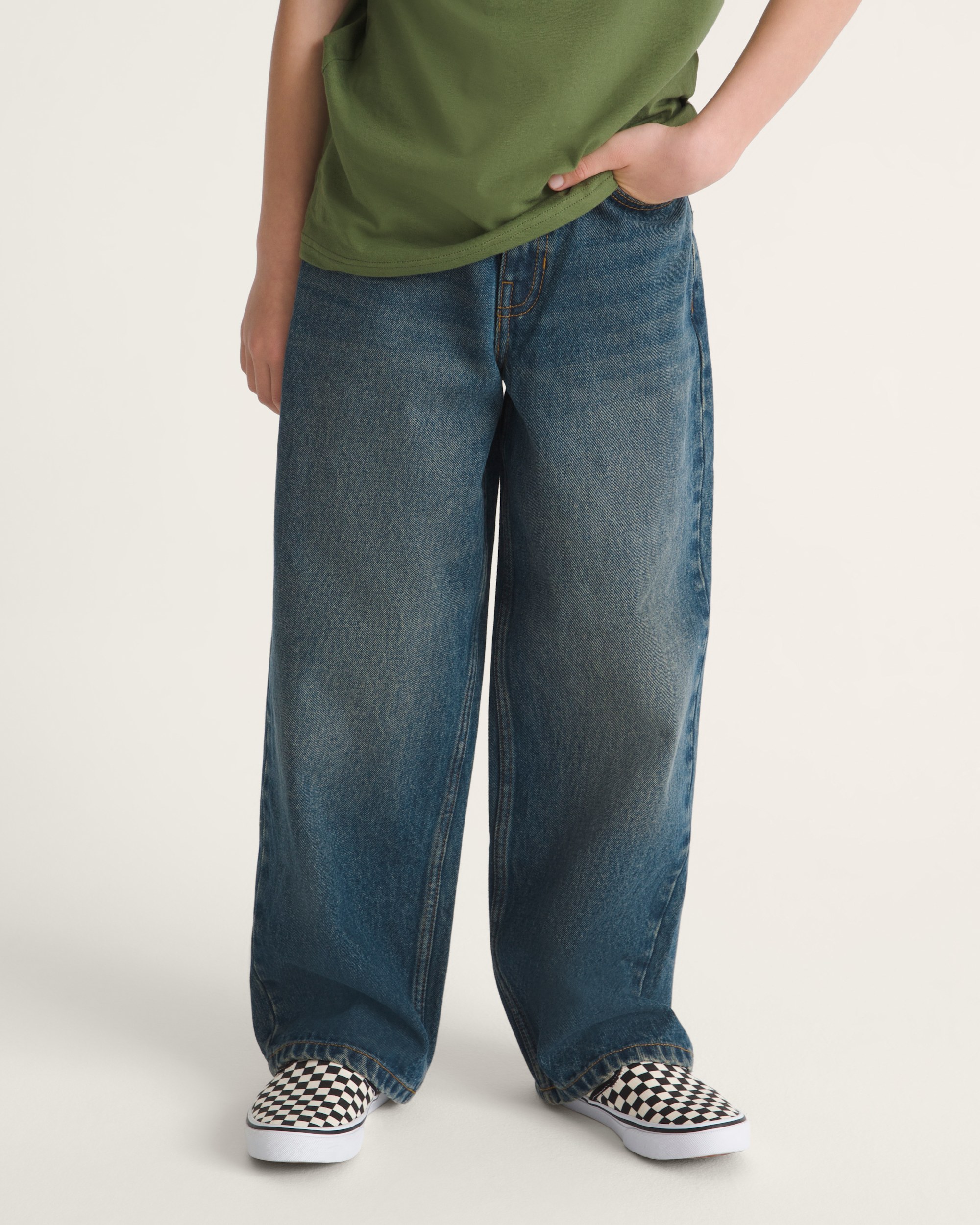 Kids Check5 Baggy Denim Pants VANS Dirty Medium Indigo ALT2