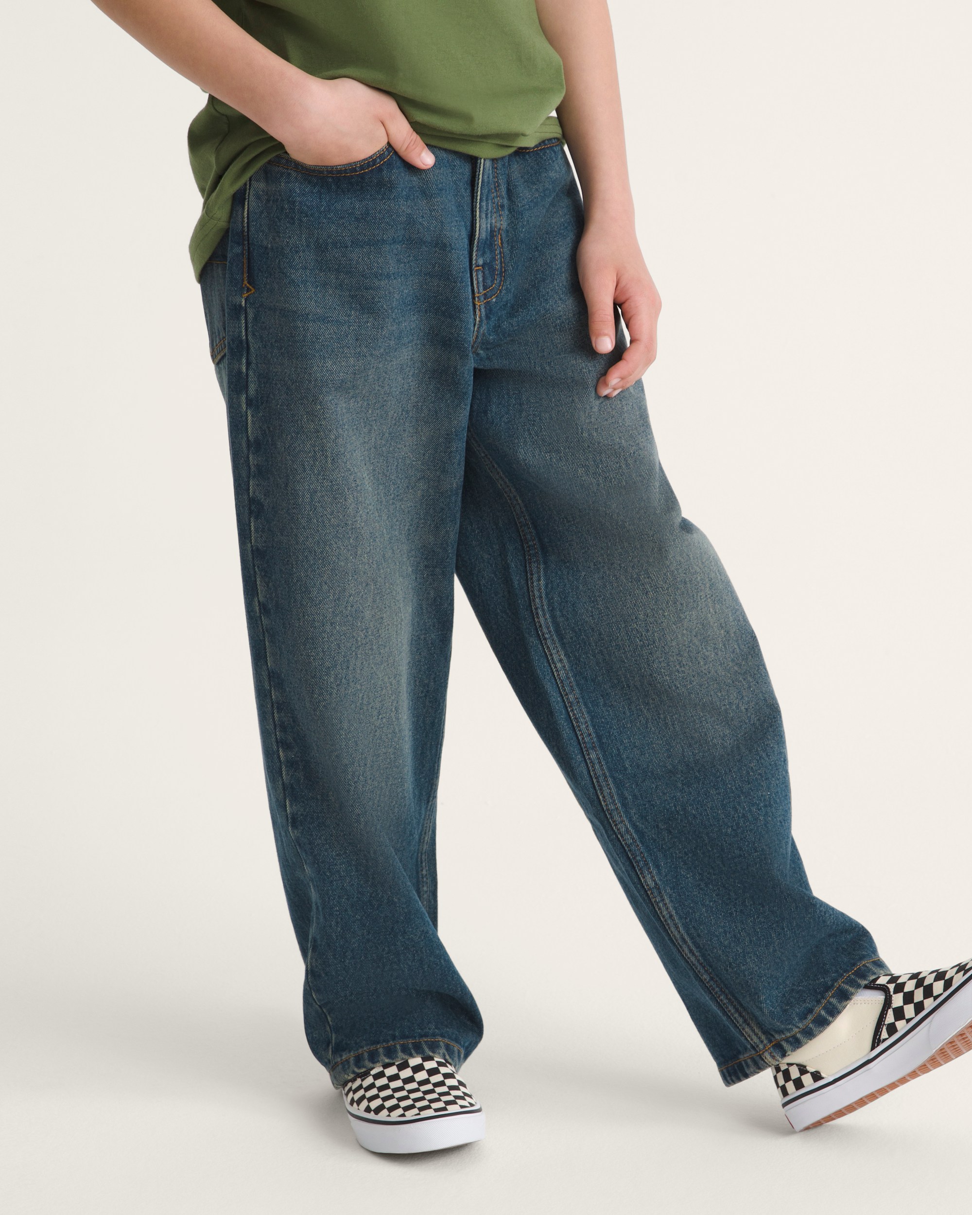 Kids Check5 Baggy Denim Pants VANS Dirty Medium Indigo ALT5