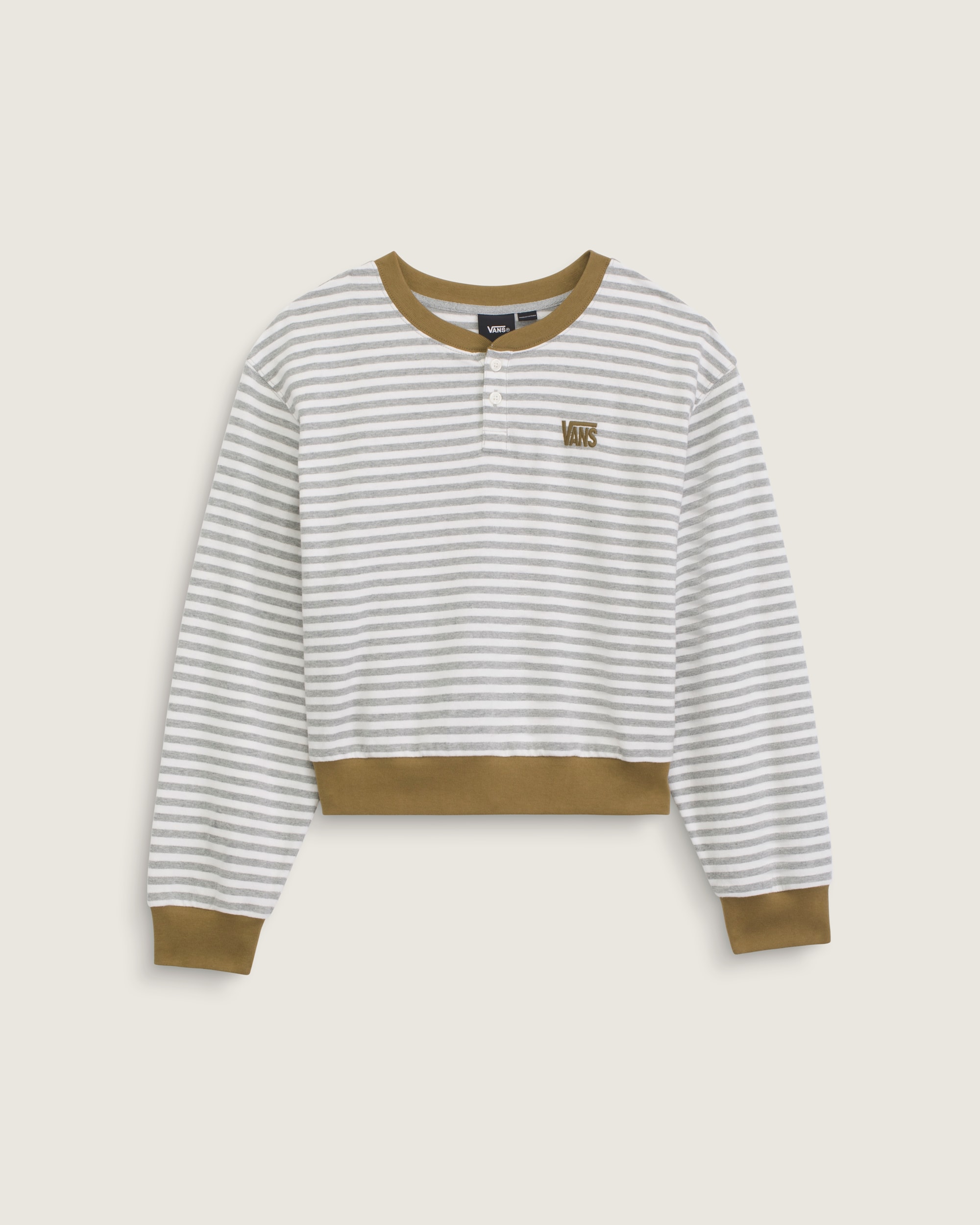 Molly Long Sleeve Henley VANS Marshmallow White  Cement Heather Grey HERO
