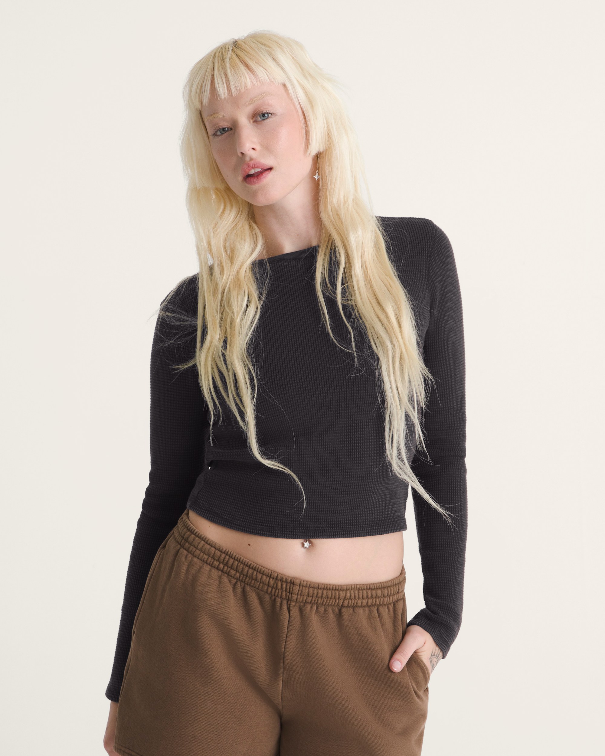 Teri Waffle Long Sleeve Shirt VANS Black ALT2