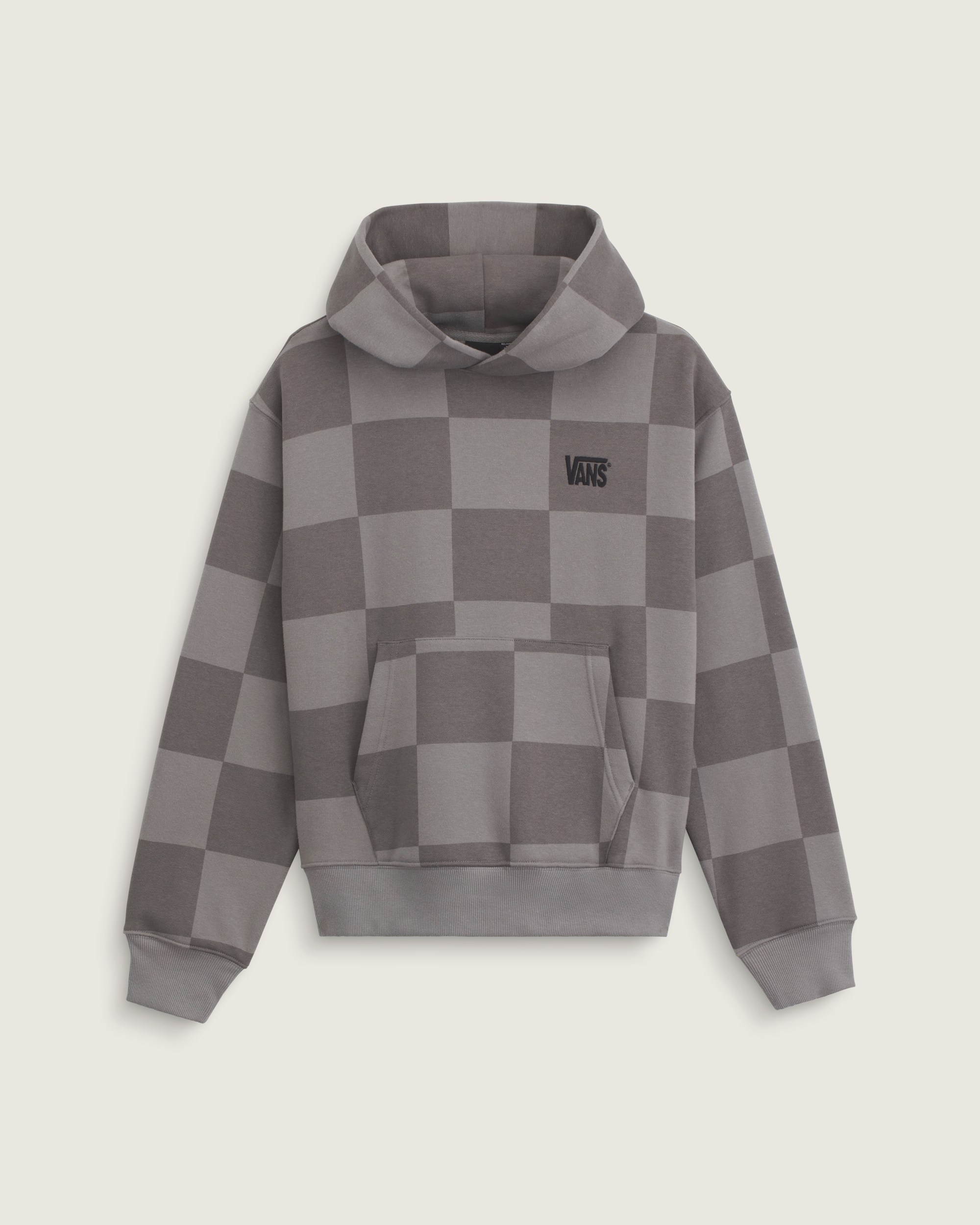 Stretch Logo Checkerboard Pullover Hoodie VANS Pewter HERO