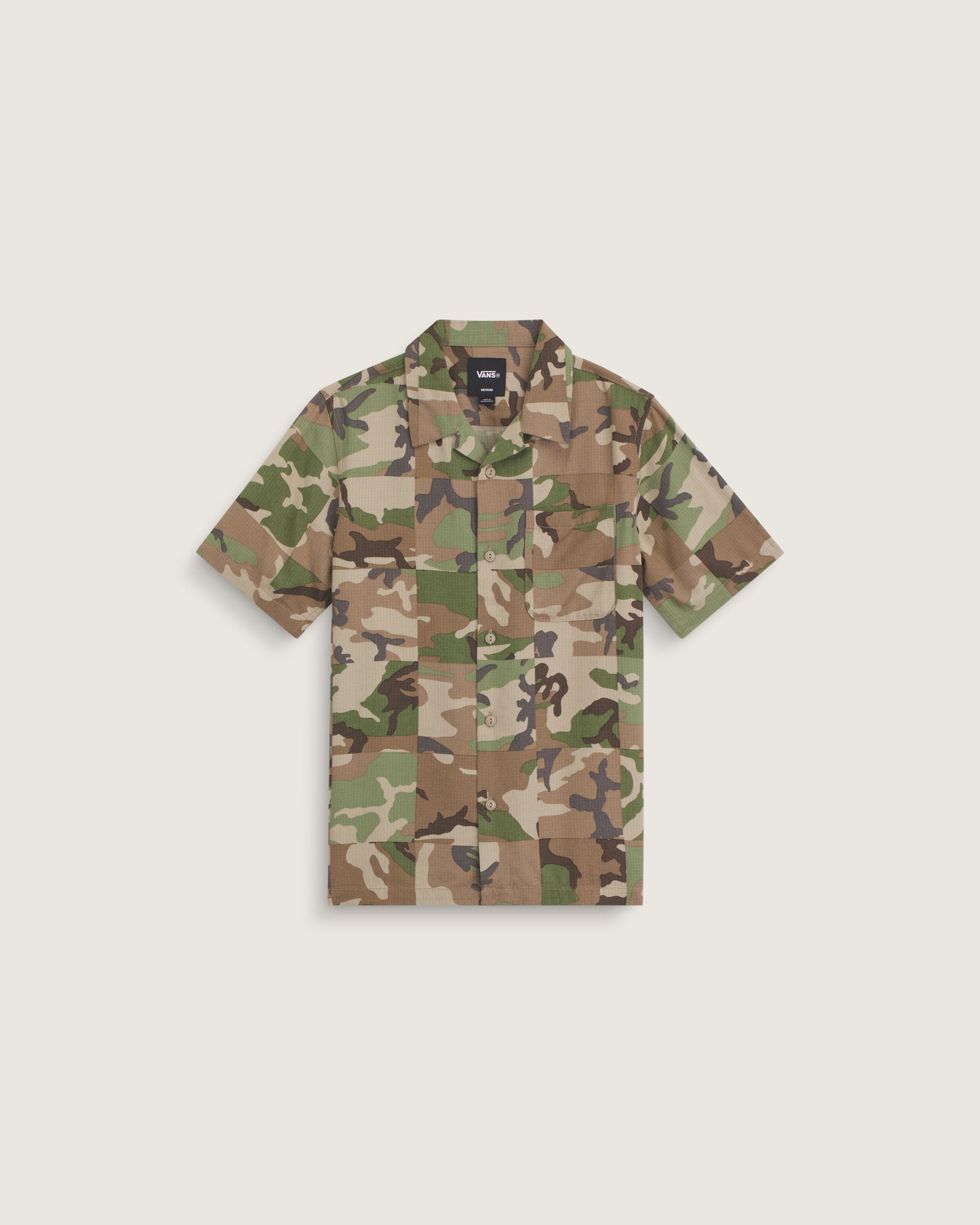 Kids Checkerboard Camp Shirt VANS Aluminum Camo HERO