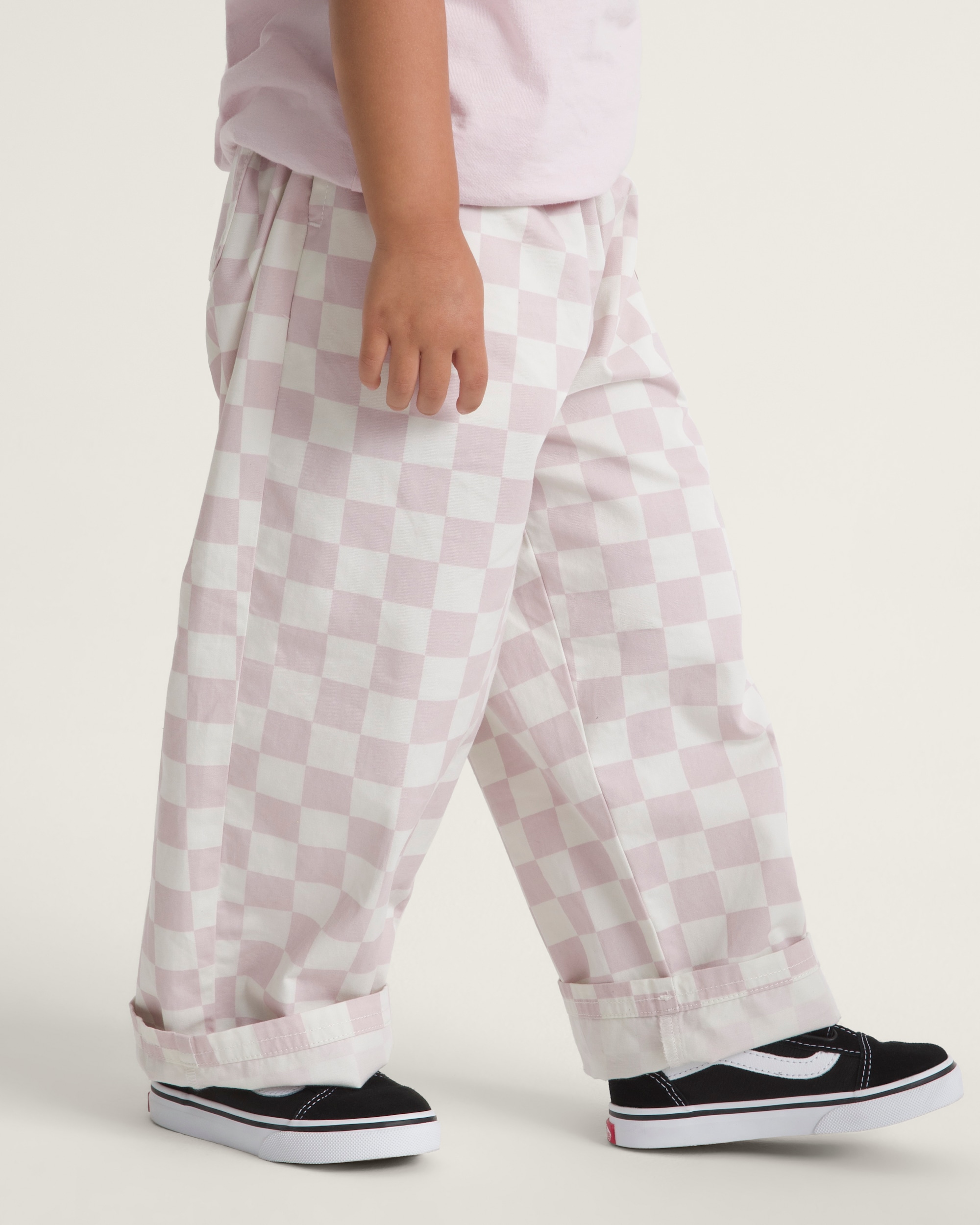 Little Kids Lili Elastic Waist Checkerboard Pant VANS Pale Petal Pink  Marshmallow White ALT5