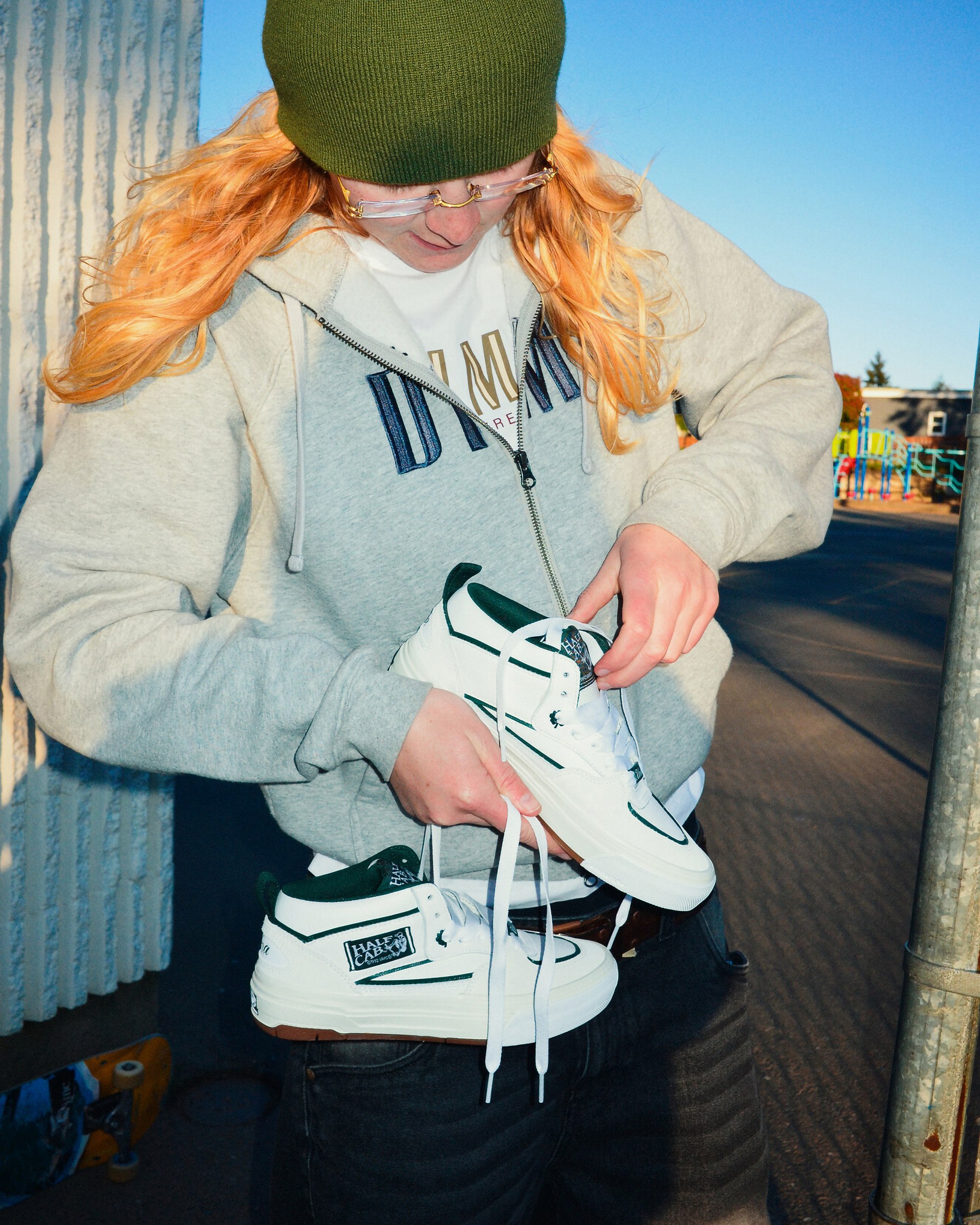 Skate Half Cab Wafflecup Shoe in Una Farrar Utility Block Blanc De
