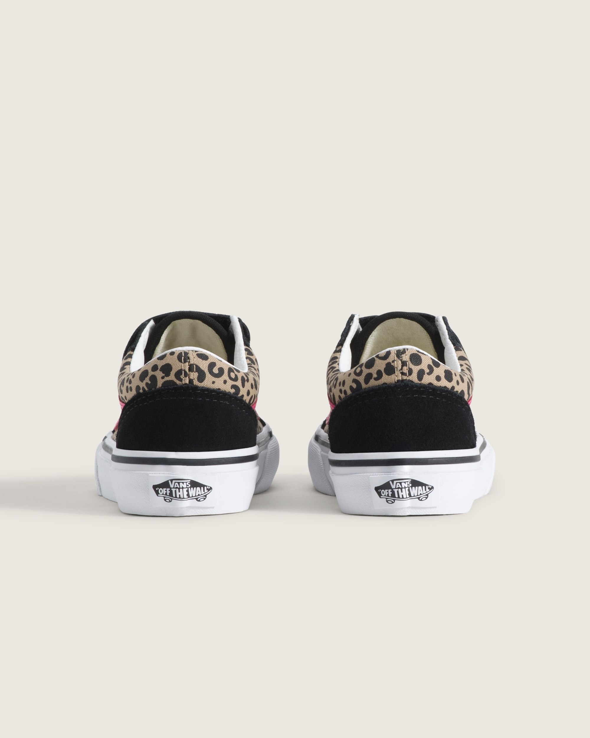 Little Kids Old Skool V Shoe VANS Leopard Pink Velvet  Black ALT3