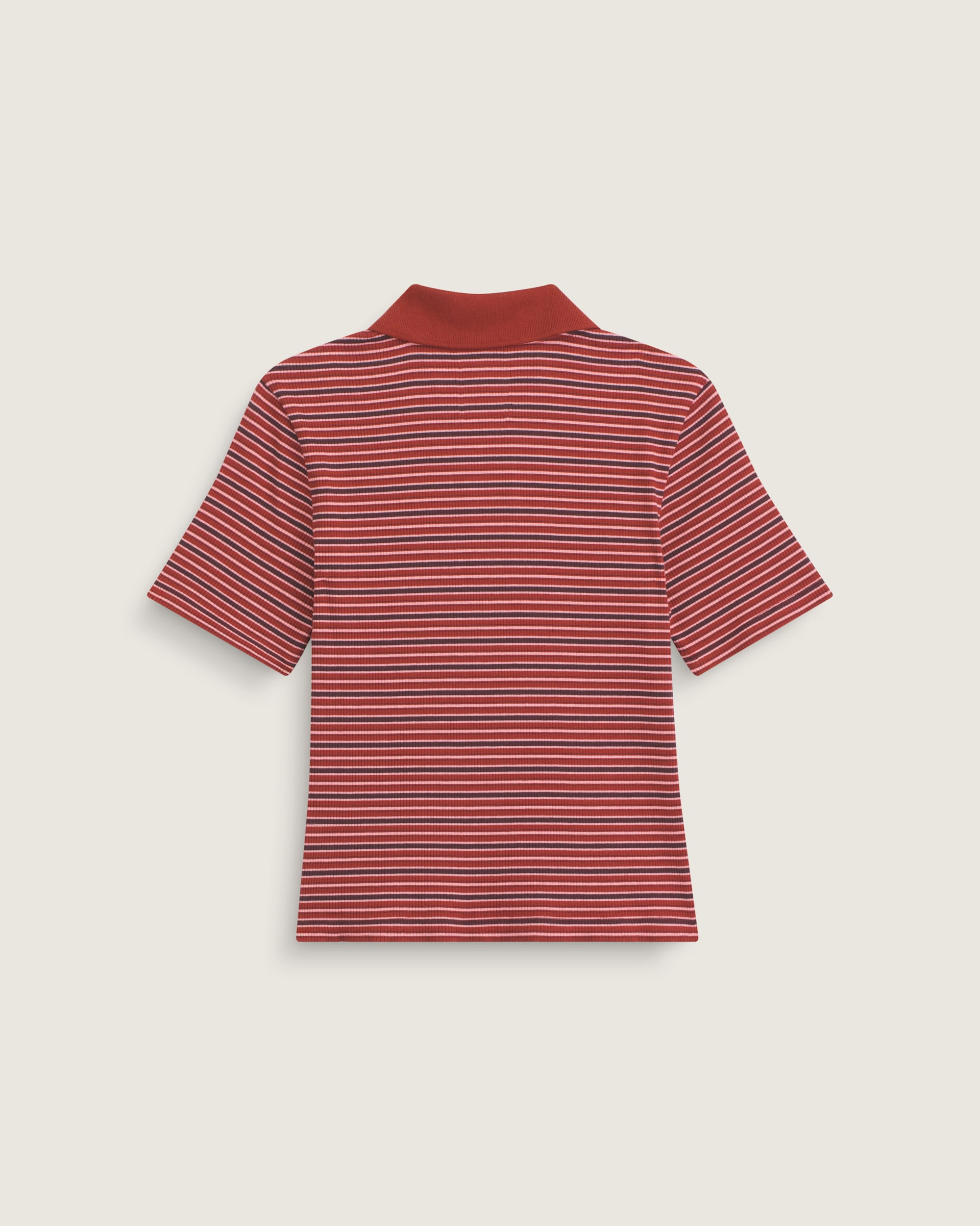 Priscilla Stripe Polo Shirt VANS Poppy Ember Red ALT1