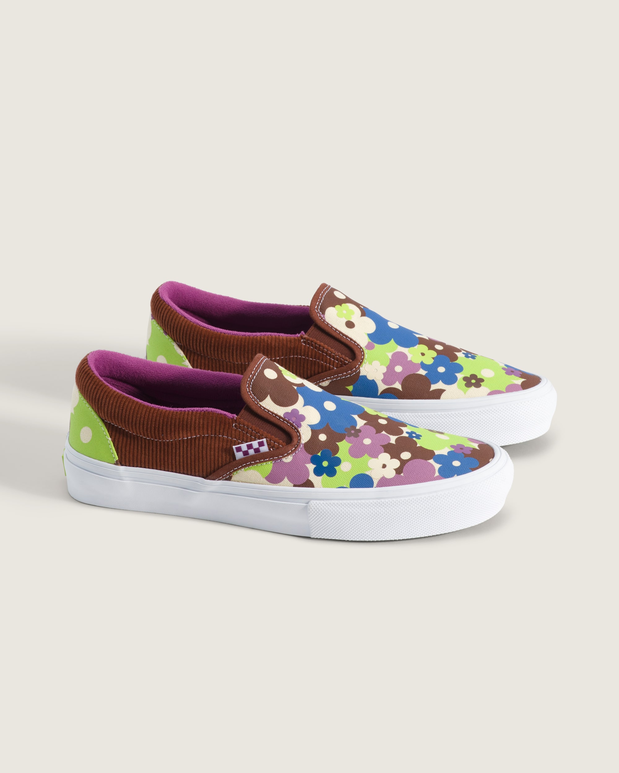 Skate SlipOn Shoe VANS Burgundy Red  White  Green  Blue ALT1