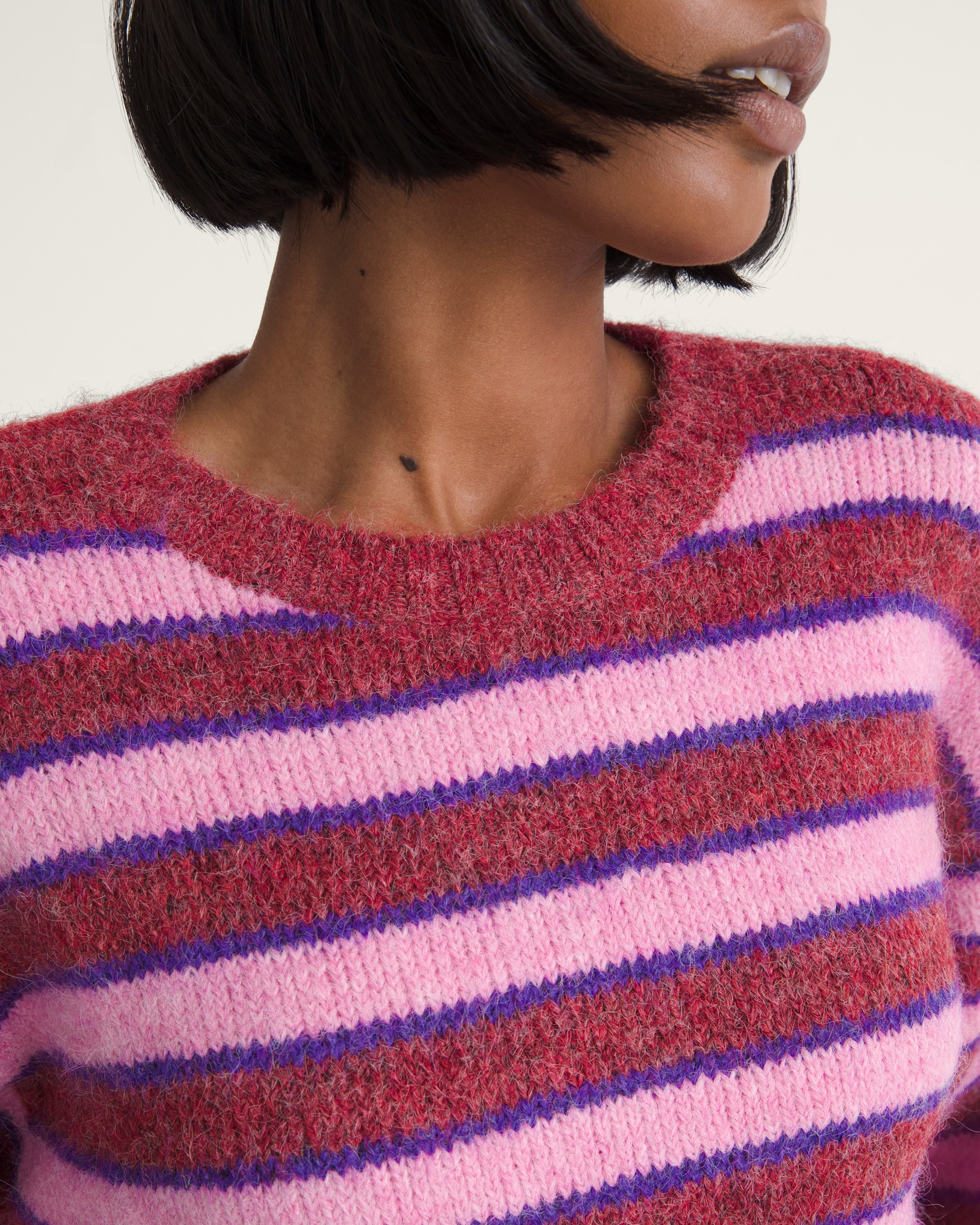 Rollins Stripe Sweater VANS Poppy Ember Red  Purple Licorice ALT4