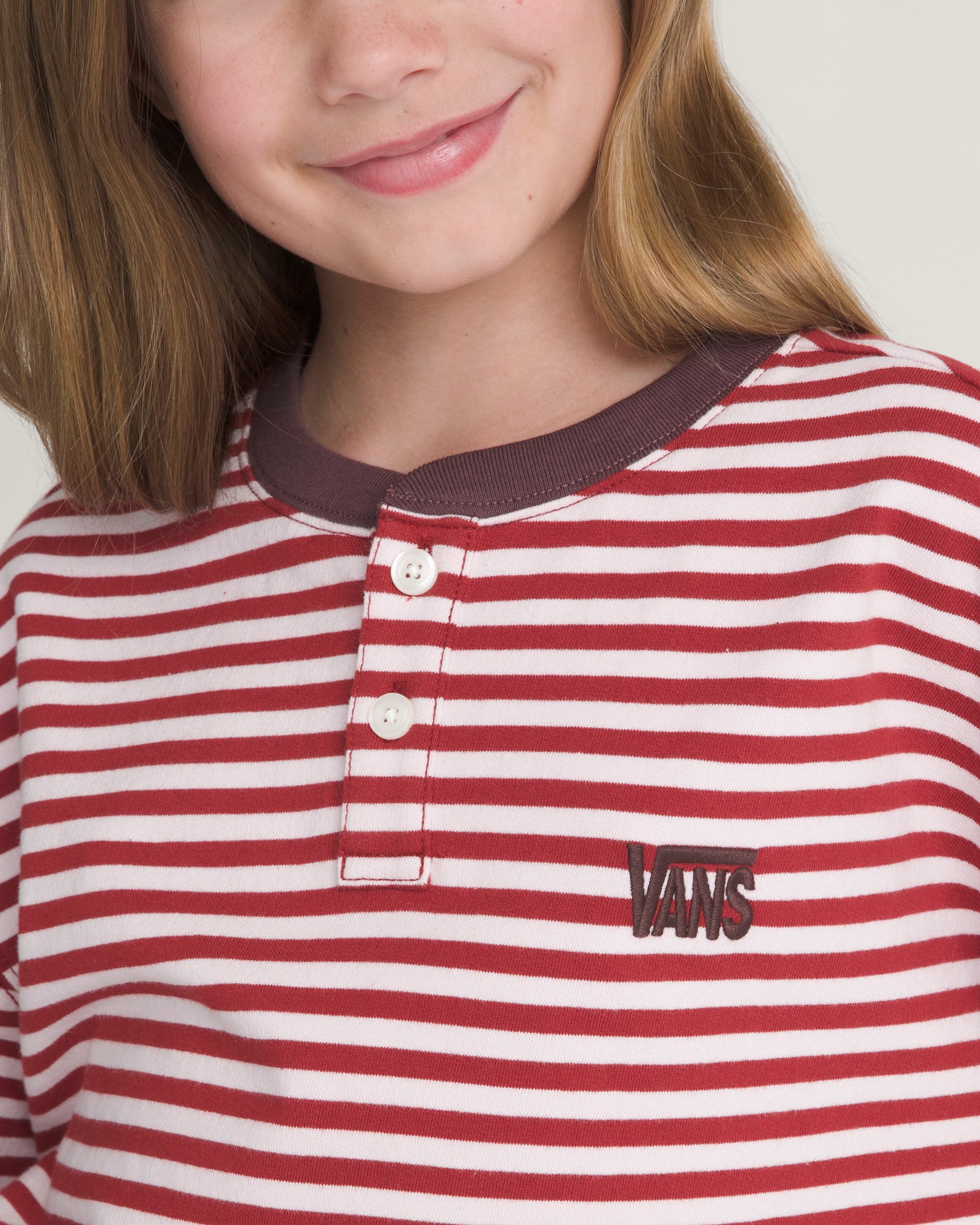 Kids Molley Long Sleeve Henley VANS Pale Petal Pink ALT4