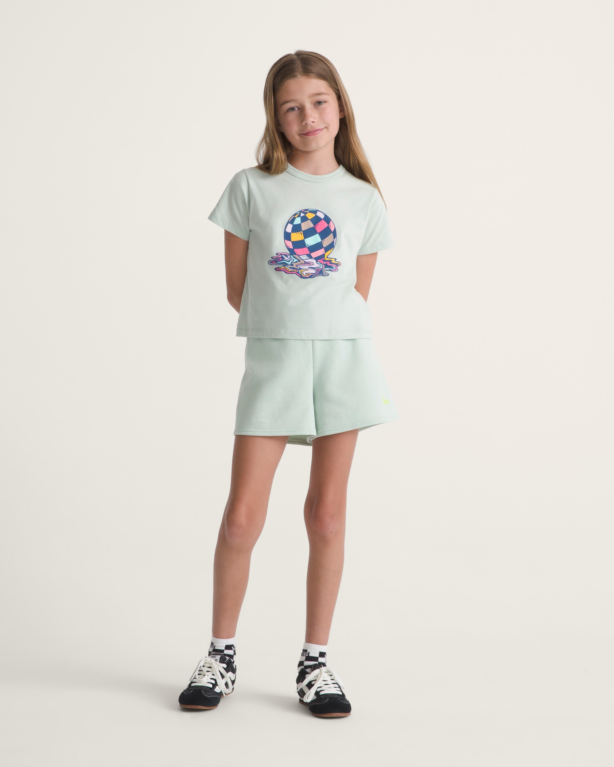 Kids Script Fleece Short VANS Dusty Mint Green ALT3