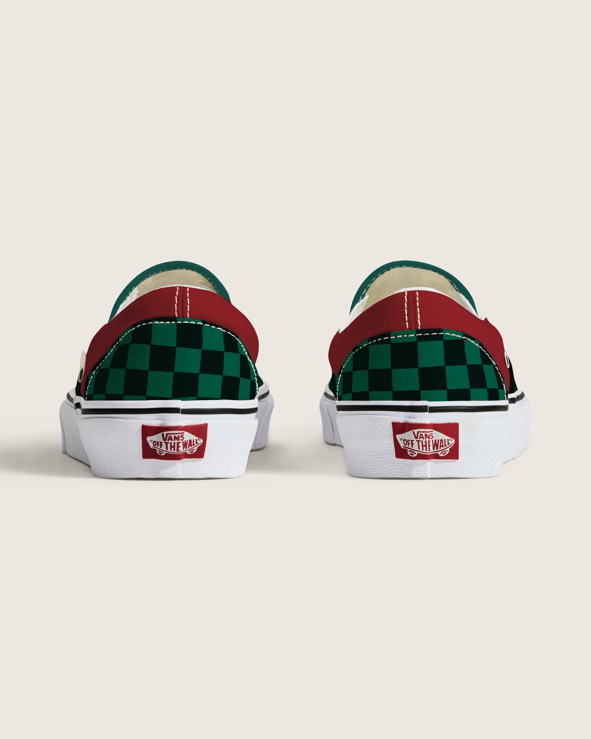Classic SlipOn Checkerboard Shoe VANS Checkerboard Green  Red ALT3
