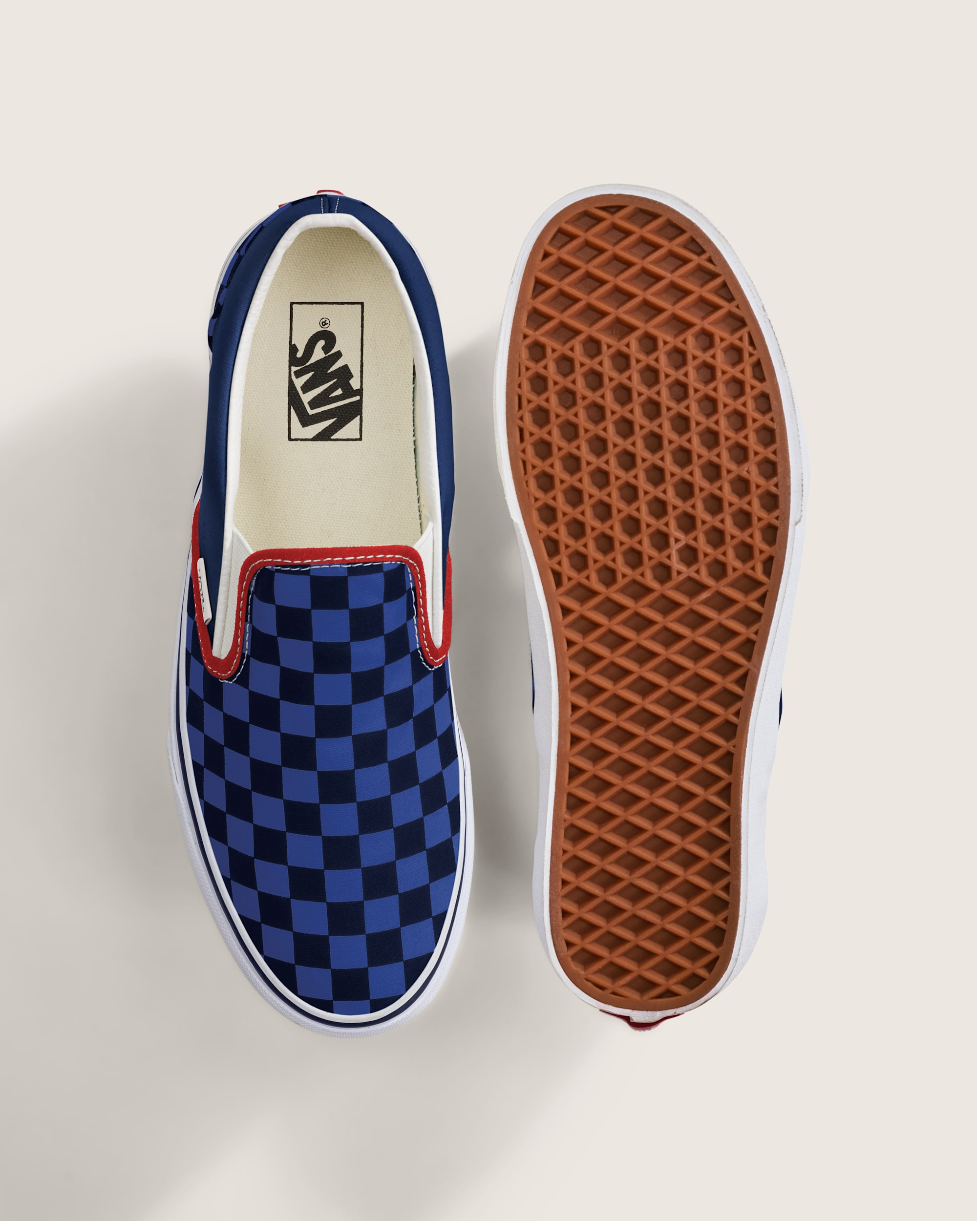 Classic SlipOn Checkerboard Shoe VANS Checkerboard Navy  Blue ALT2