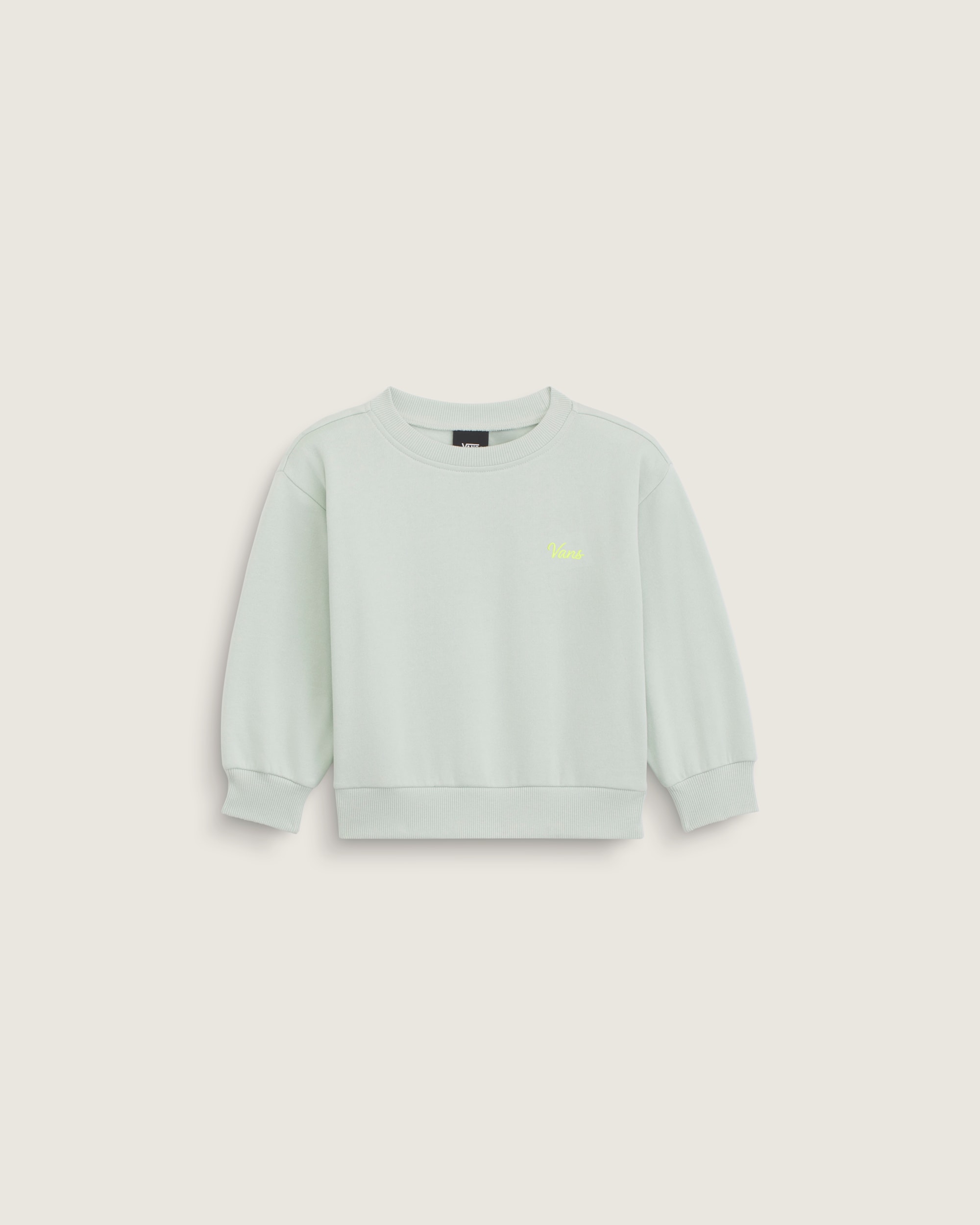 Little Kids Script Logo Crew Pullover VANS Dusty Mint Green HERO