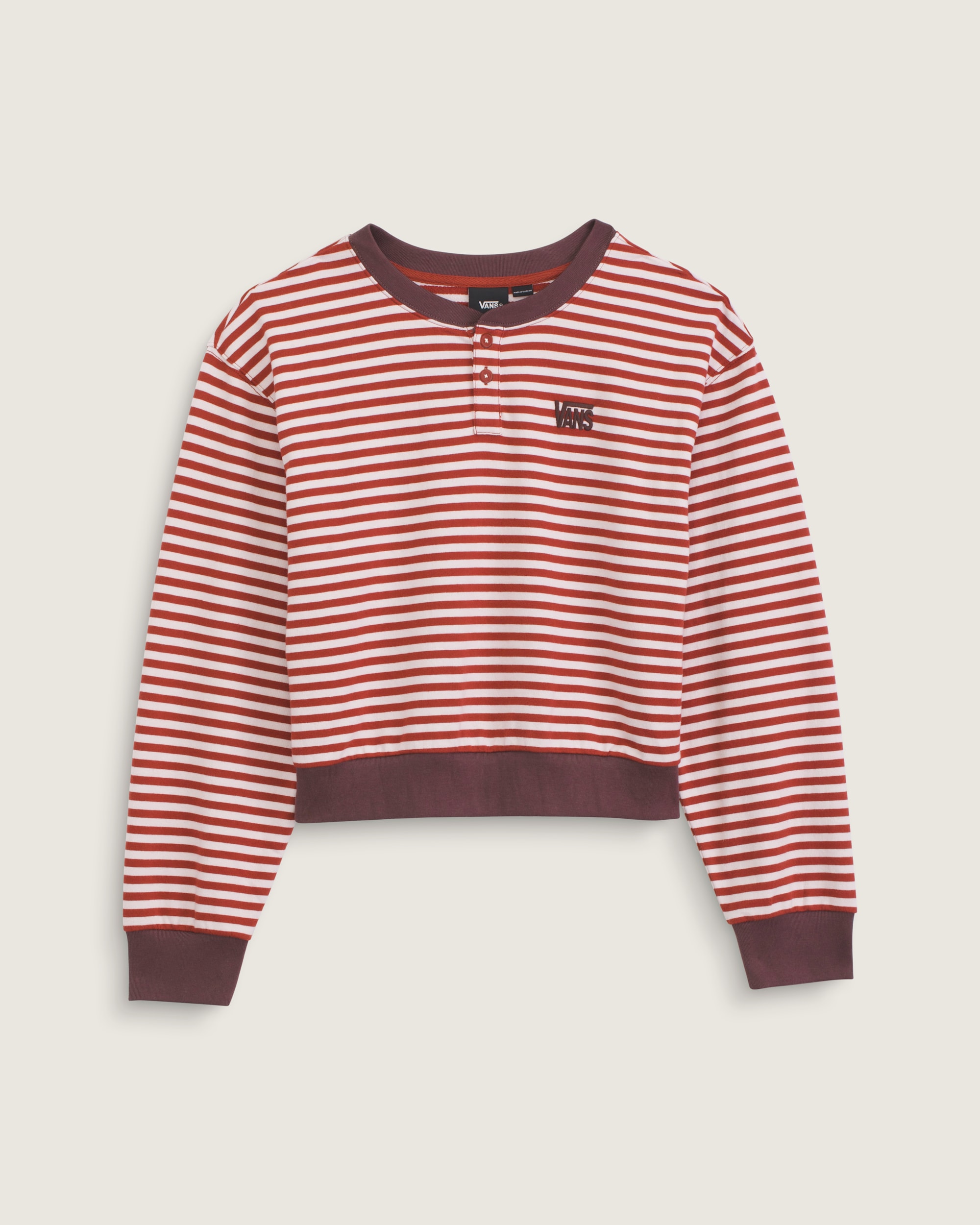 Molly Long Sleeve Henley VANS Pale Petal Pink  Poppy Ember Red HERO